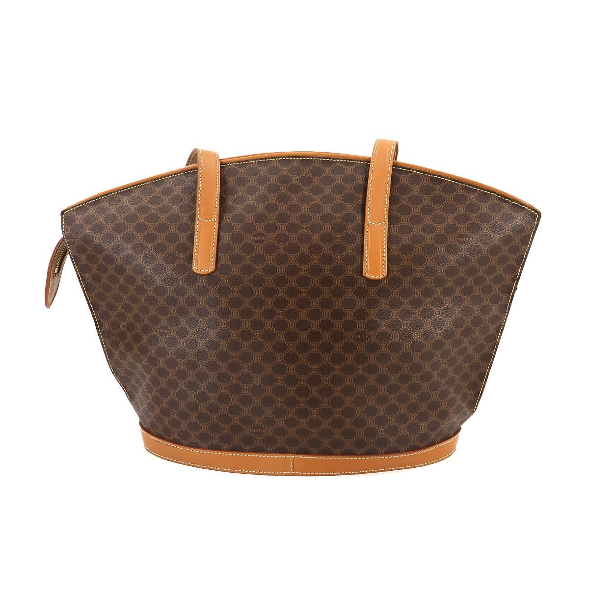 CELINE Macadam Tote Bag PVC Leather Brown Vintage Purse 902752651