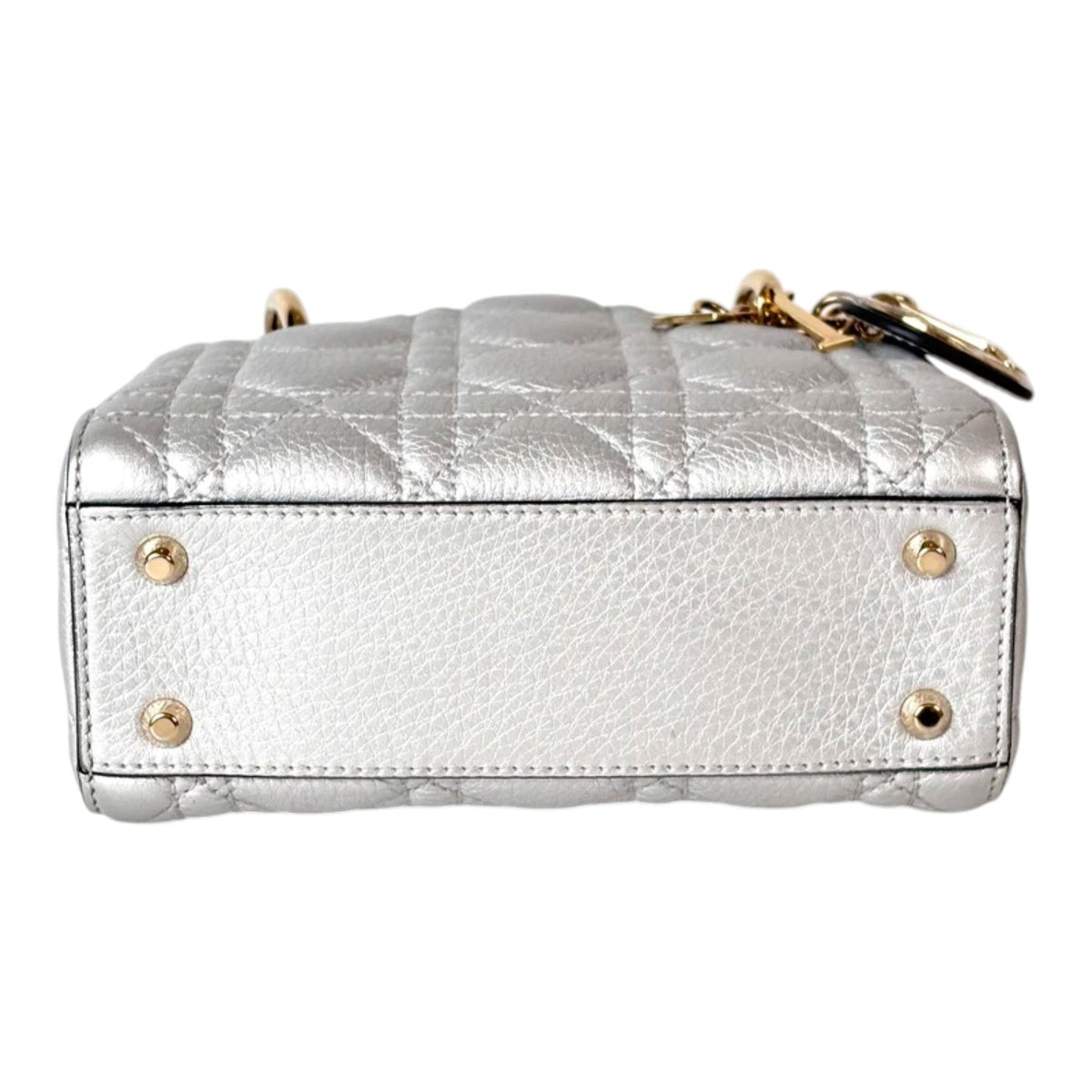 Dior Lady Dior Mini Silver Bag - Full Set