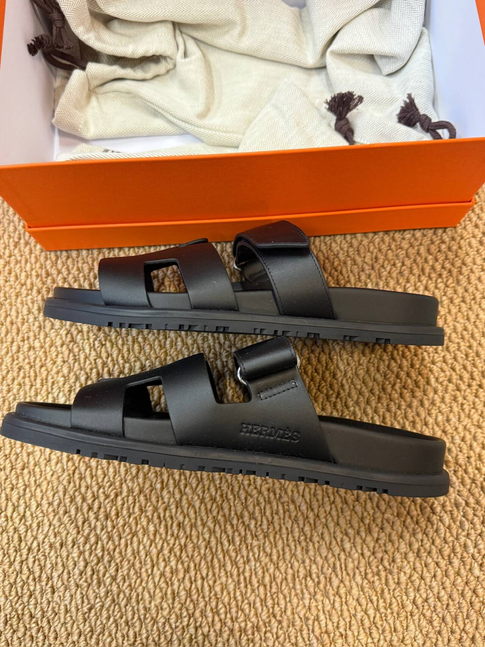 EU36.5 - Hermès Chypre Sandals black Classic H-Cut Slide