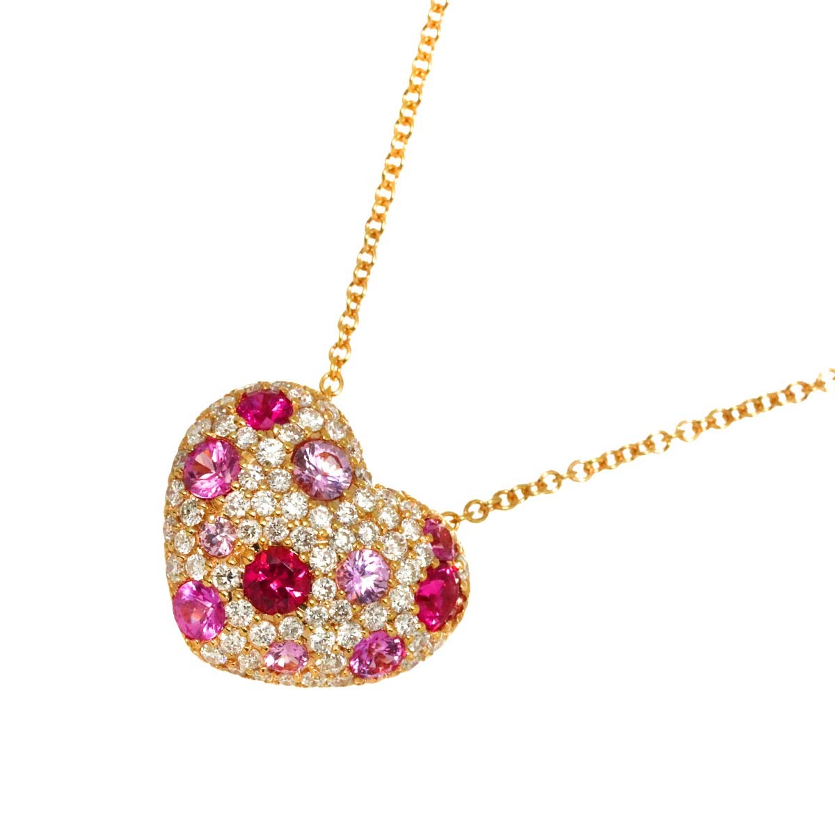 Ponte Vecchio PinkSapphire 1.19ct Diamond 0.74ct Necklace 18K PG 750 902997730