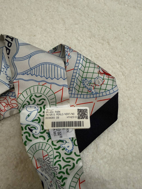 Hermès Twilly Scarf - Pearl Grey Geometric Collage