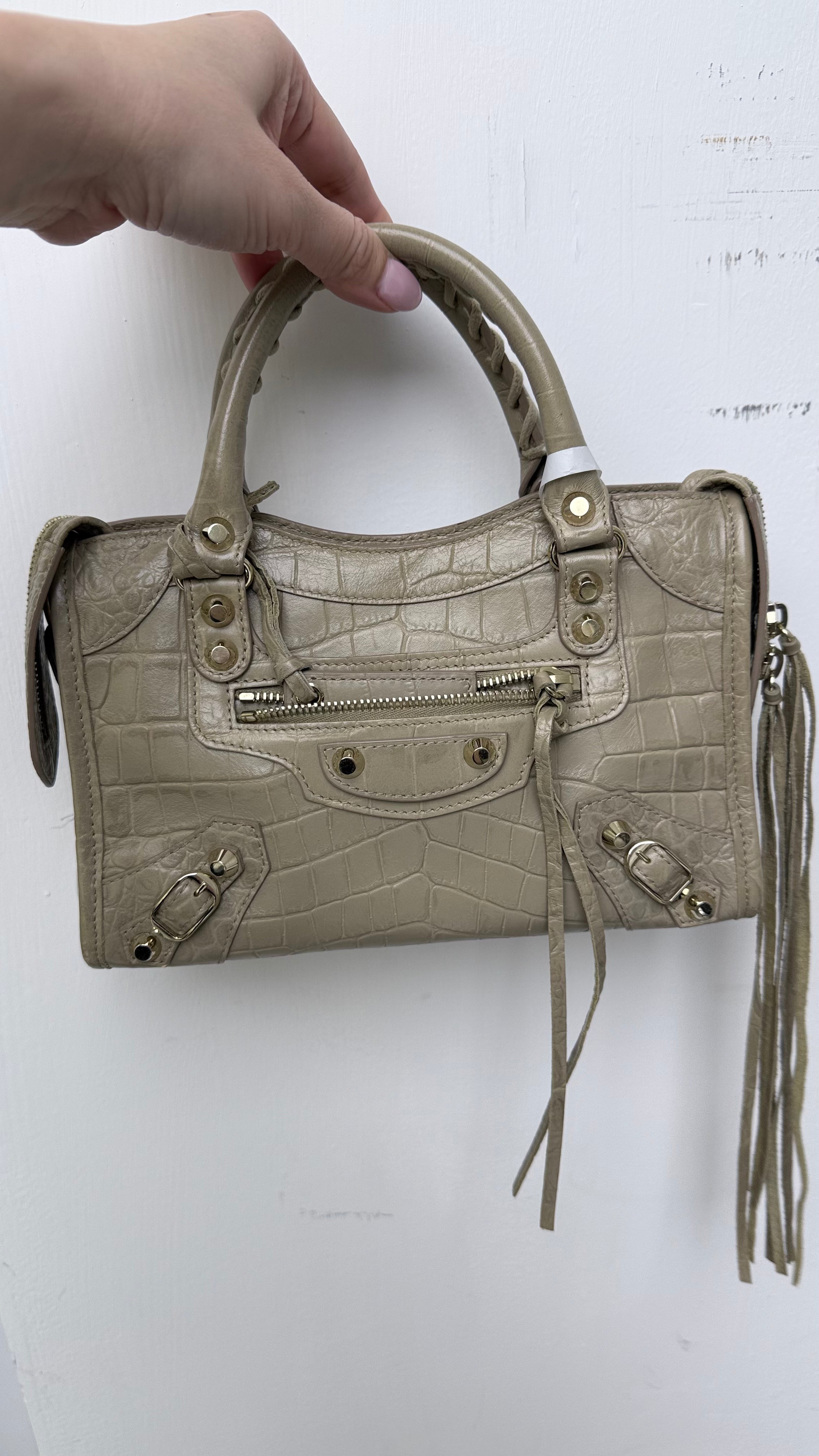 Balenciaga Balenciaga Embossed Croc Beige LGHW Bag C18317976213