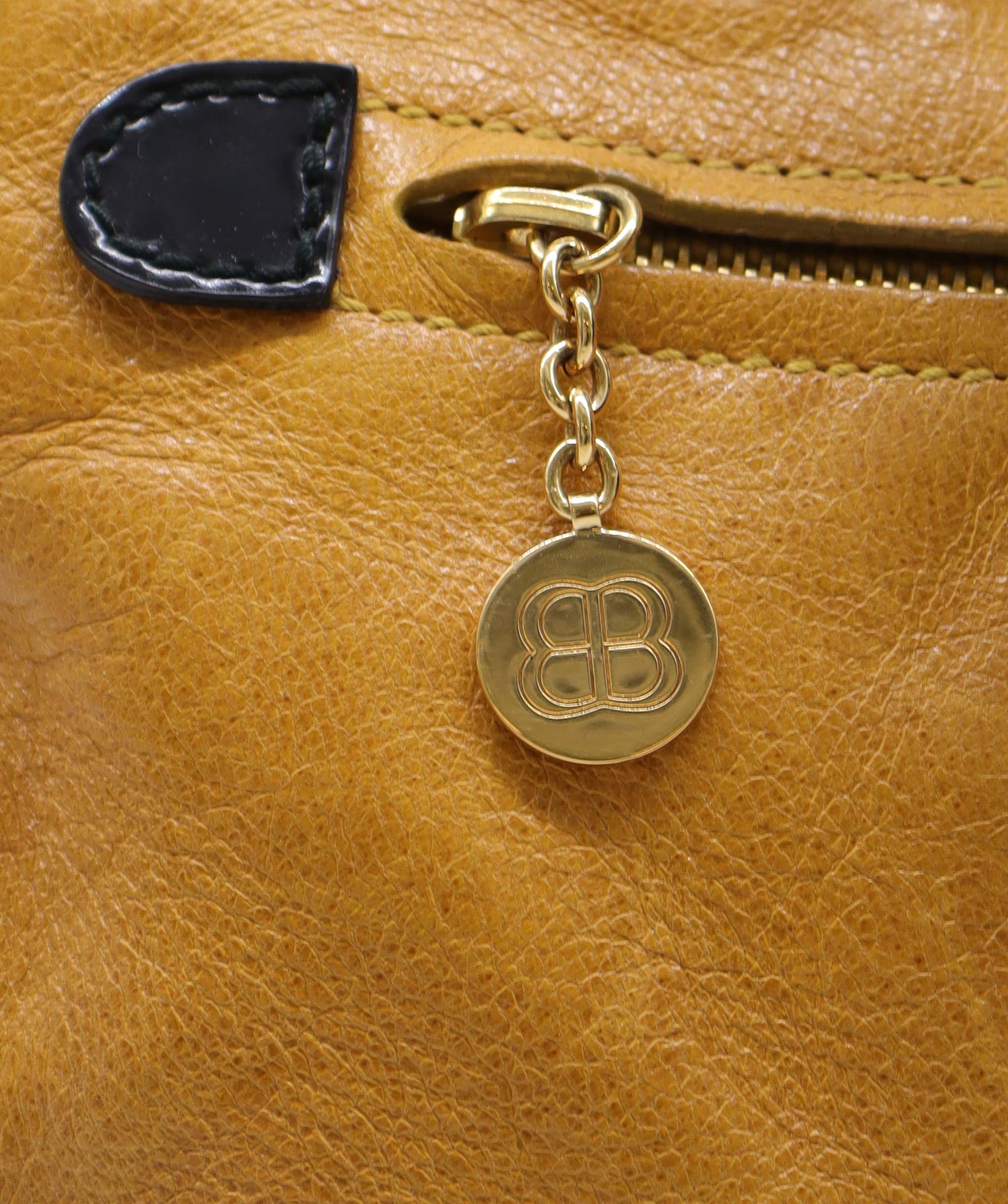 Balenciaga Balenciaga Lune Black & Mustard Leather Handbag RJL1425