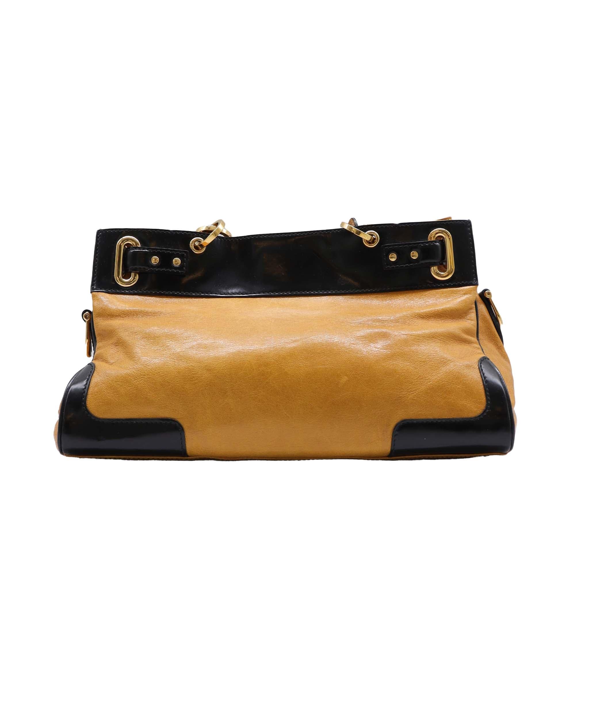 Balenciaga Balenciaga Lune Black & Mustard Leather Handbag RJL1425