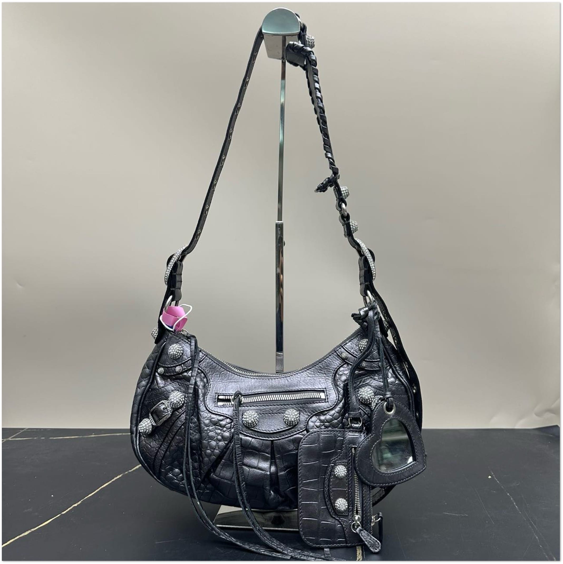Balenciaga Balenciaga Metallic Black Croc-Embossed Le Cagole Bag C19494824314