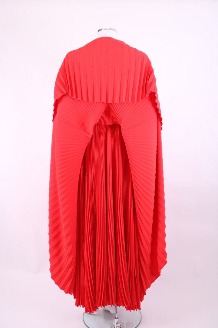 Balenciaga Balenciaga Cruise 2024 Caped Pleated Gown Red 10