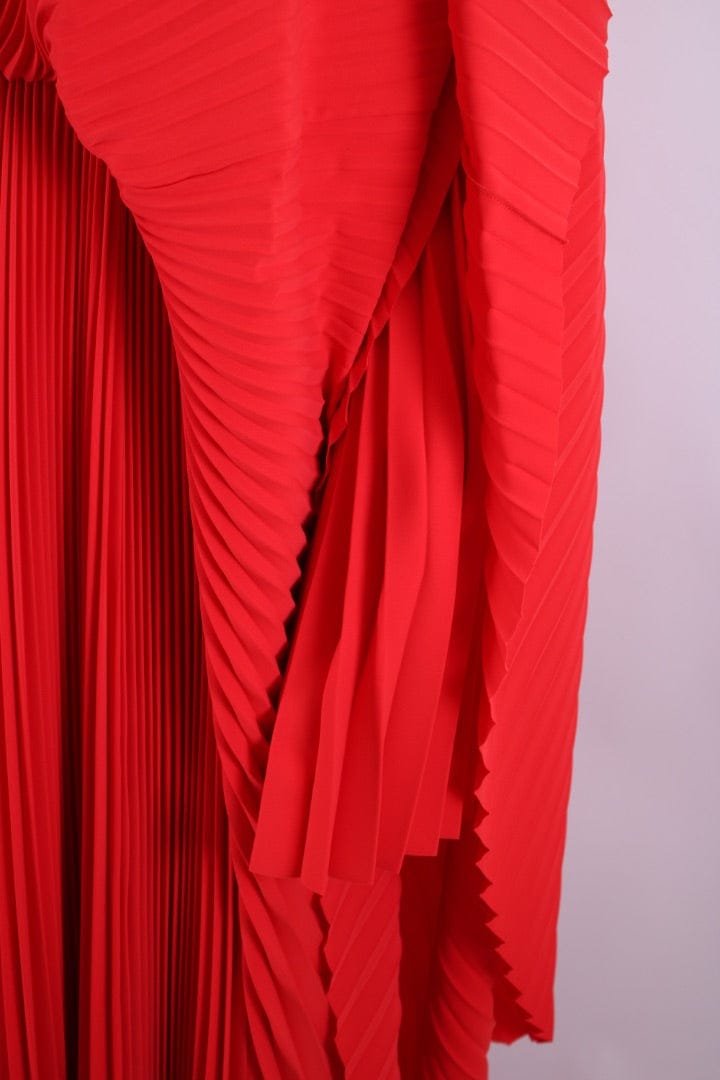 Balenciaga Balenciaga Cruise 2024 Caped Pleated Gown Red 10