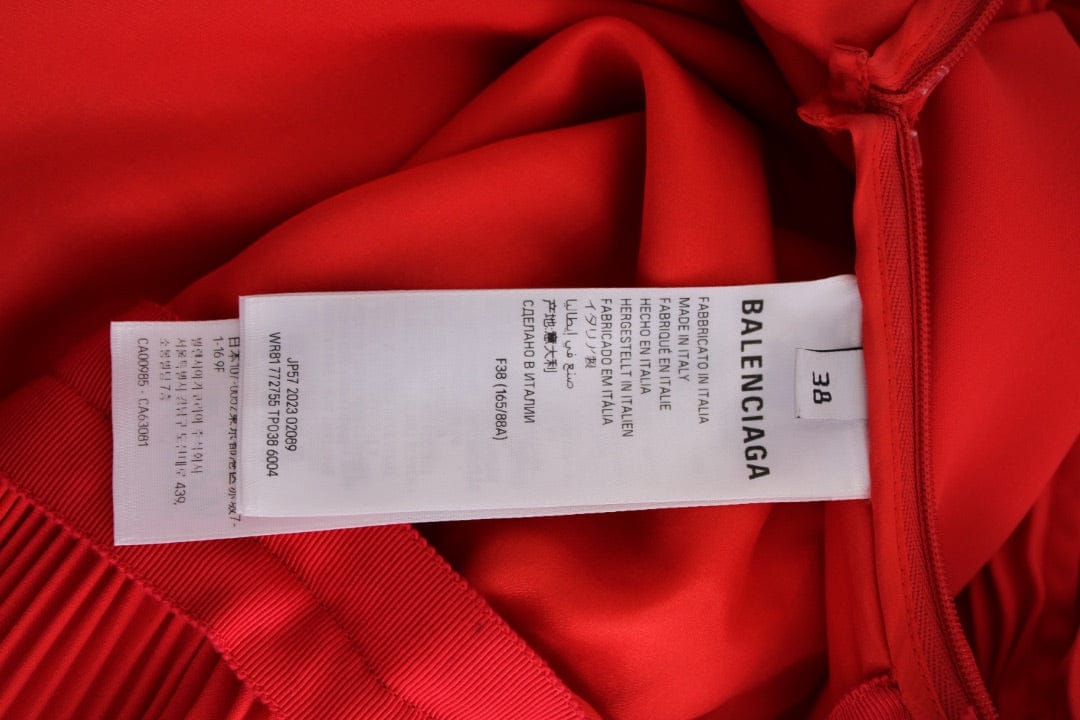 Balenciaga Balenciaga Cruise 2024 Caped Pleated Gown Red 10