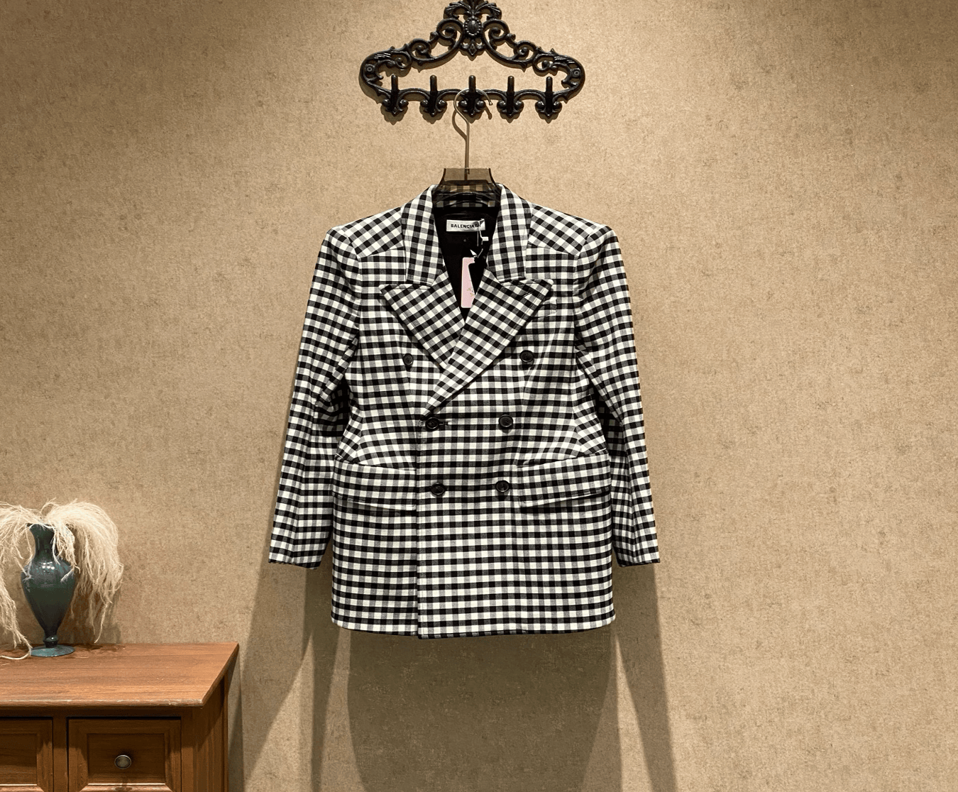 Balenciaga Balenciaga black and white houndstooth double-breasted blazer / size 36 / 99% new / 40442 SGC40442