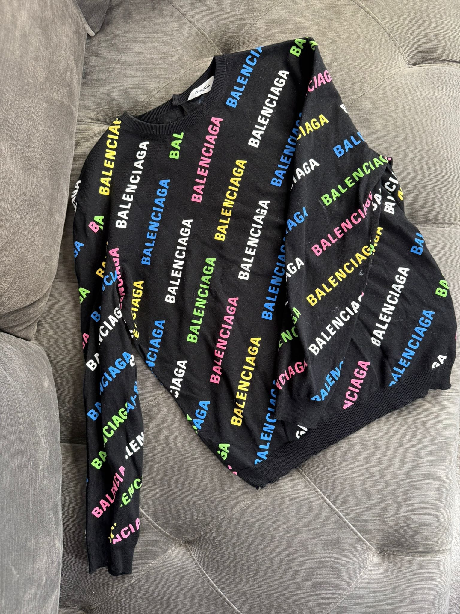 Balenciaga Balenciaga Black Colourful Logo Sweatshirt M ASC7015