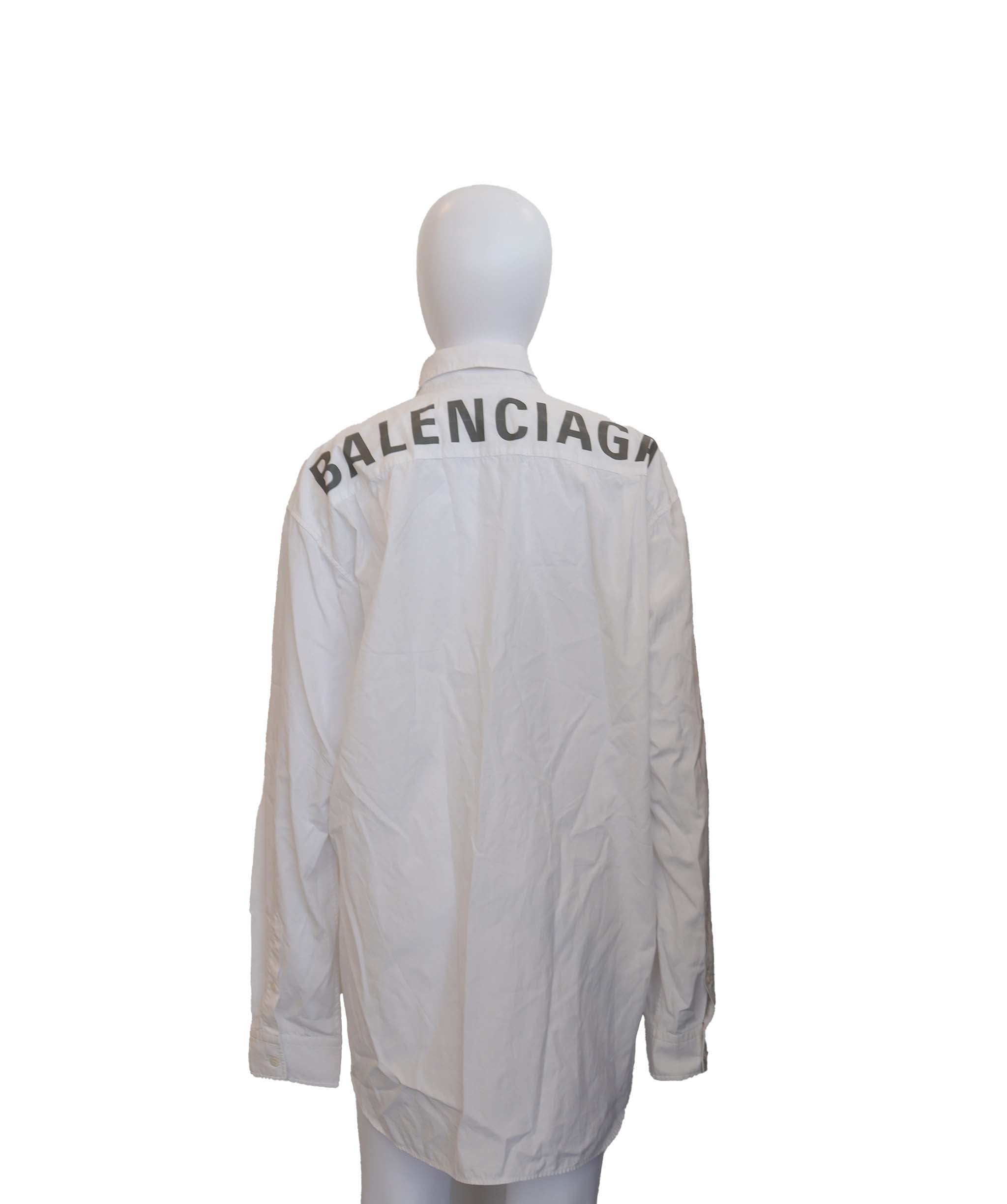 Balenciaga Balenciaga Long Sleeve Shirt White Grey Logo Size S SKC1934