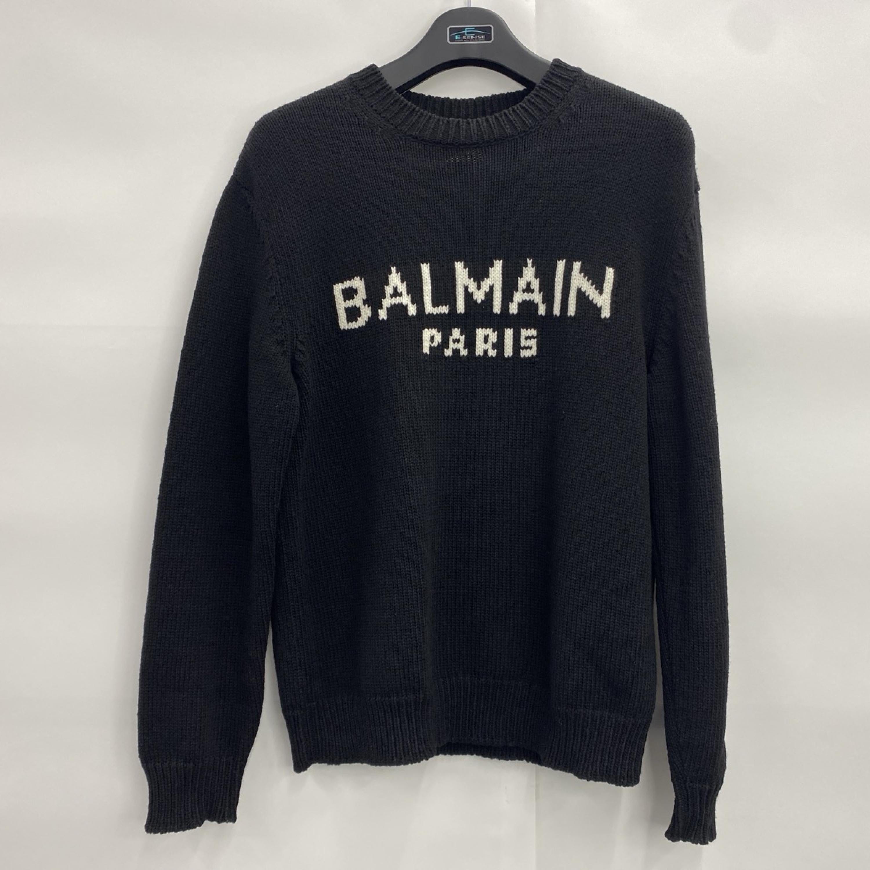 Balmain Balmain Black Intarsia-Knit Jumper With Logo C323457