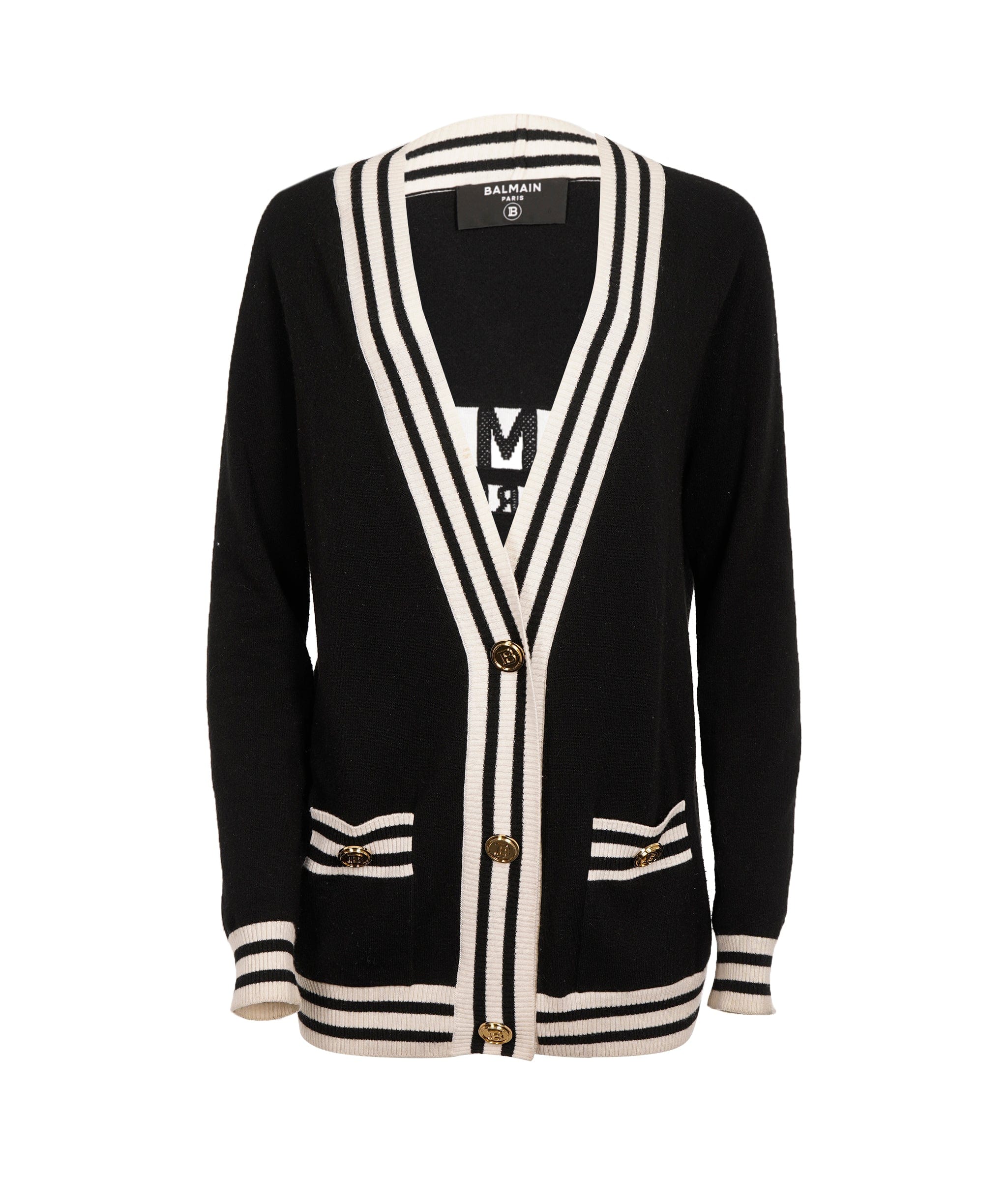 Balmain Balmain Black and White Logo Cardigan ALC2015