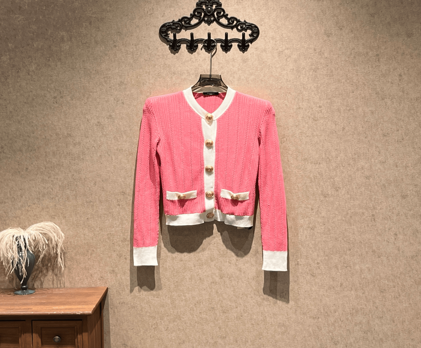 Balmain Balmain color-blocked knit cardigan with gold buttons / size 36 / brand new / 42311 SGC42311