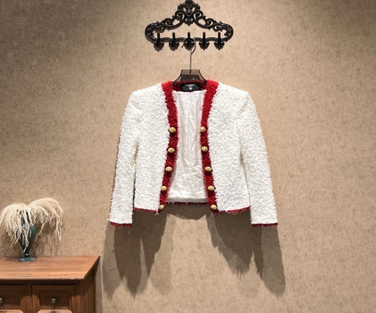 Balmain Balmain runway double-breasted tweed coat with gold buttons / size 34 / 99% new / 42530