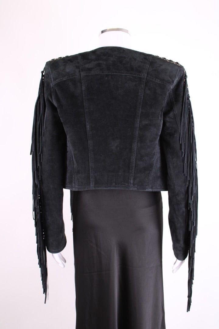 Balmain Balmain Fringed Suede Jacket Black 12