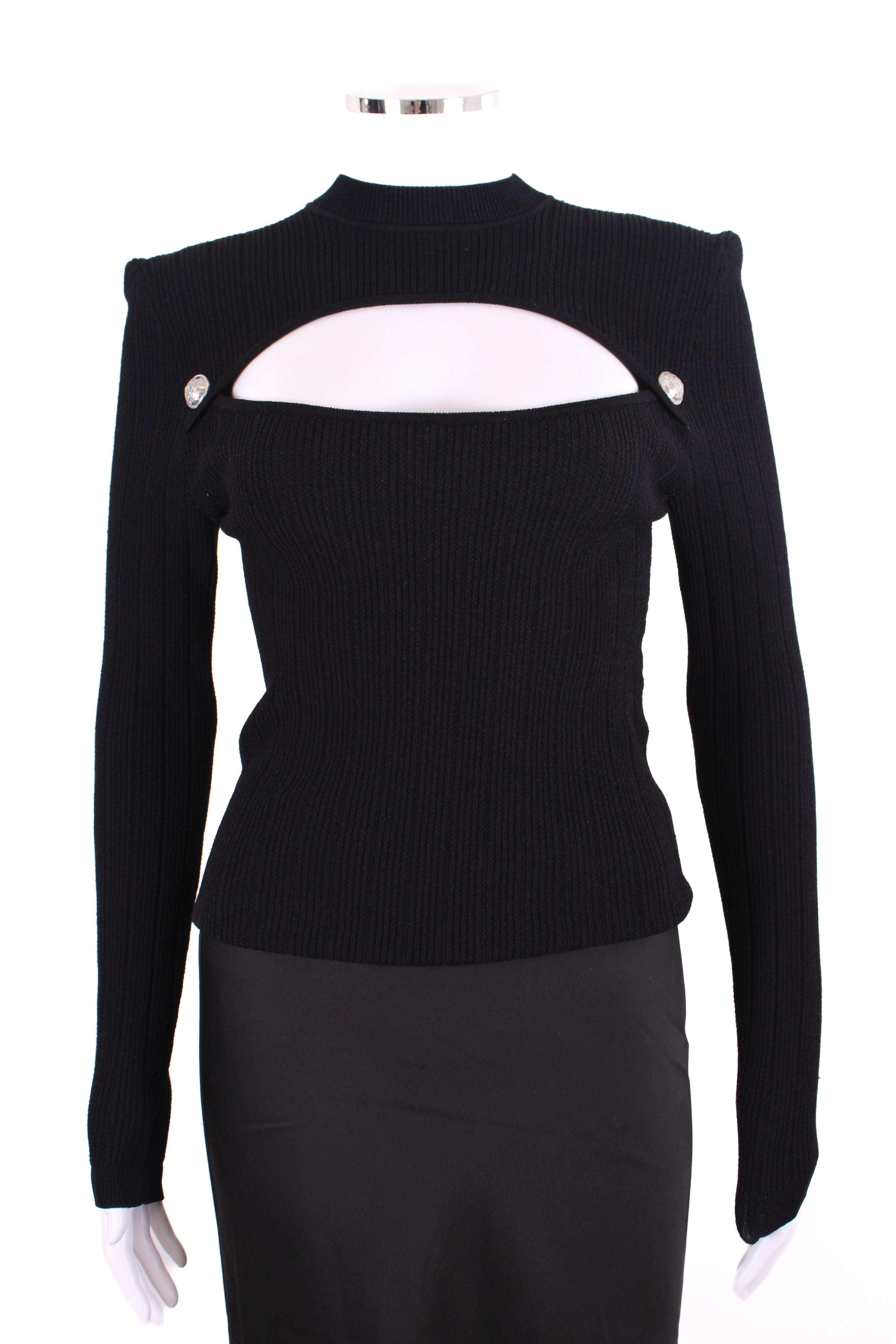 Balmain Balmain L/S Ribbed Knit Top Black S