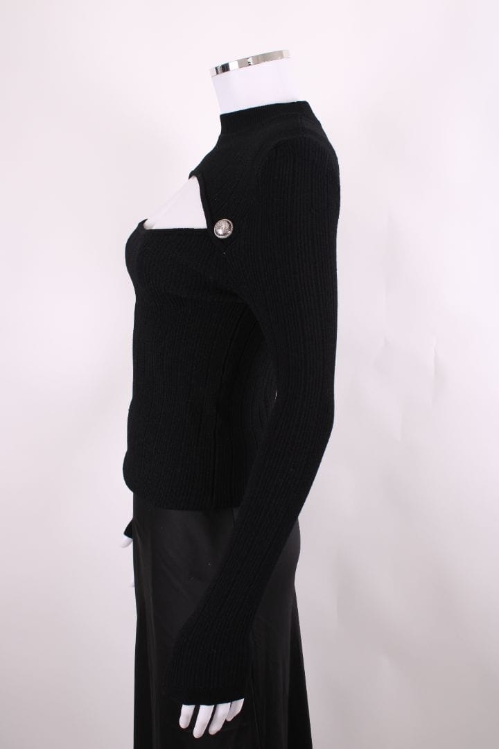 Balmain Balmain L/S Ribbed Knit Top Black S