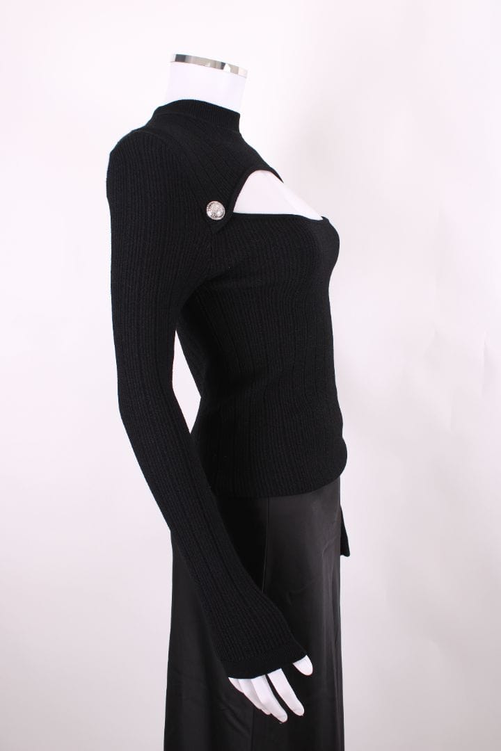 Balmain Balmain L/S Ribbed Knit Top Black S