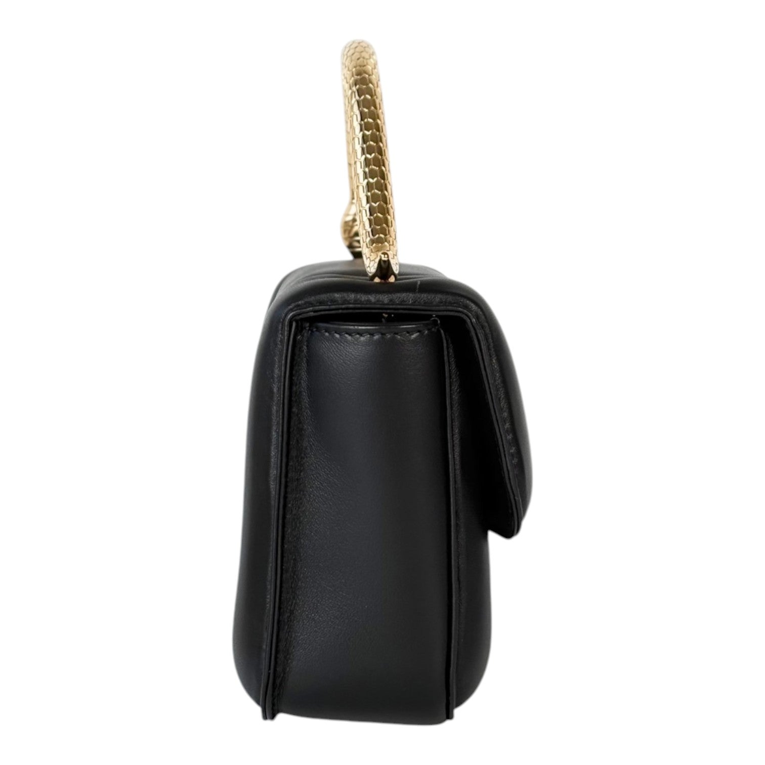 Bvlgari X Mary Katrantzou Black Serpenti Bag with Top Handle in Nappa Lambskin with Gold Hardware