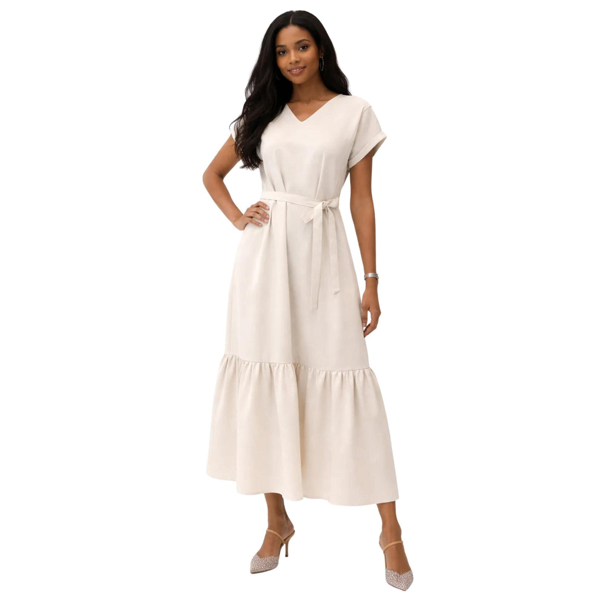 BETTERKIND V-NECK BELTED DRESS “LEE-JOHN” (فستان)