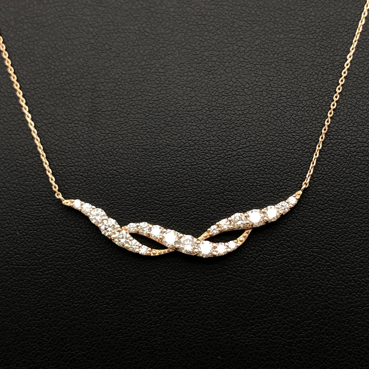 Custom Jewelry Diamond Rhine Necklace, D(1.00ct), K18PG, 3.0g, 17inch C340178