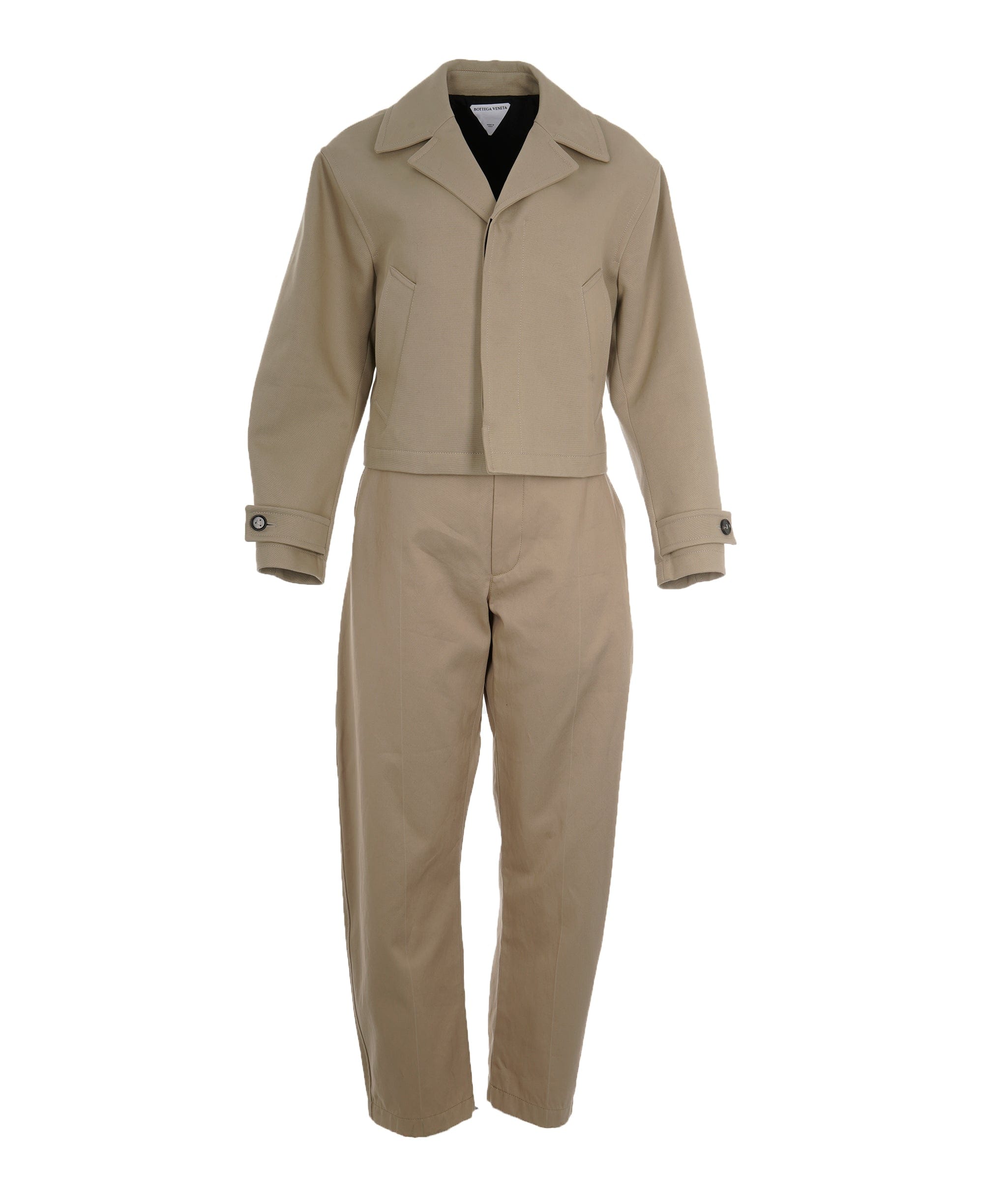 Bottega Veneta Bottega Veneta Beige Cotton Twill High Waisted Straight Leg Trousers UKL1470