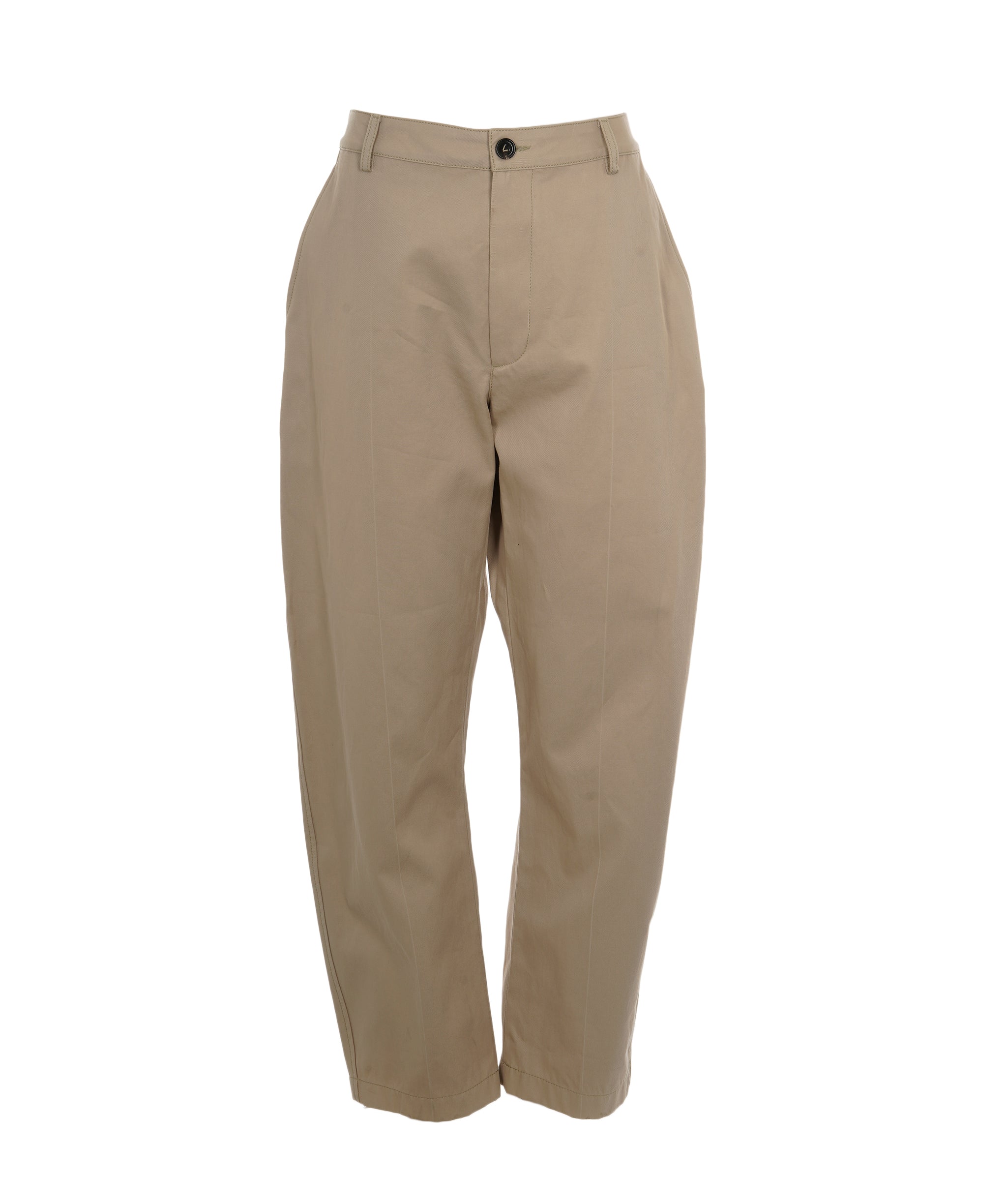 Bottega Veneta Bottega Veneta Beige Cotton Twill High Waisted Straight Leg Trousers UKL1470