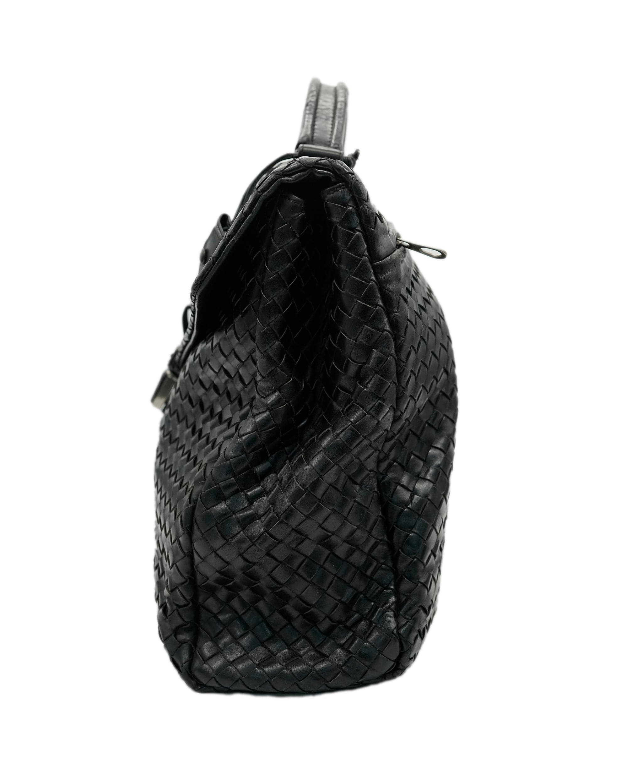 Bottega Veneta BOTTEGA VENETA Business Bag Leather Black Silver 122139 Auth bs17420 DBXS1682