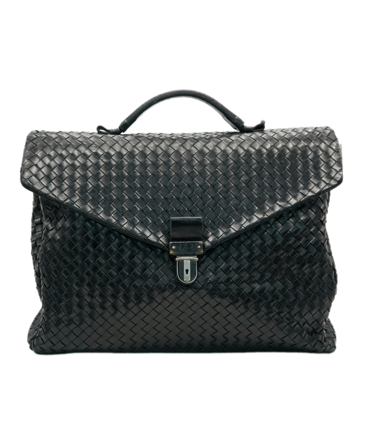 Bottega Veneta BOTTEGA VENETA Business Bag Leather Black Silver 122139 Auth bs17420 DBXS1682