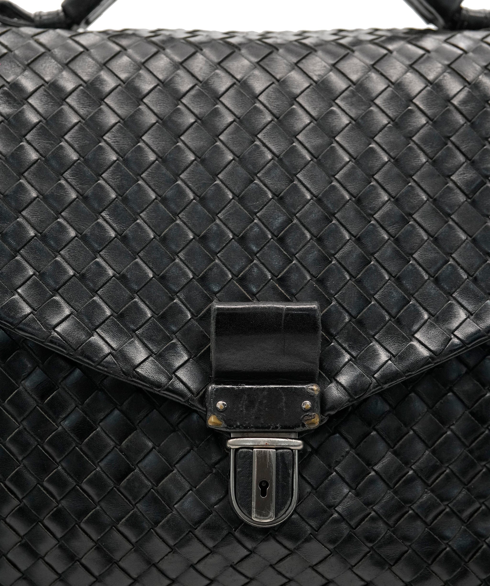 Bottega Veneta BOTTEGA VENETA Business Bag Leather Black Silver 122139 Auth bs17420 DBXS1682
