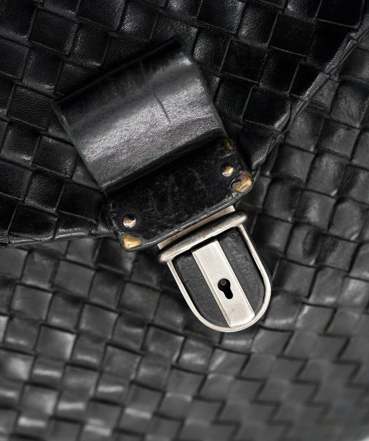 Bottega Veneta BOTTEGA VENETA Business Bag Leather Black Silver 122139 Auth bs17420 DBXS1682