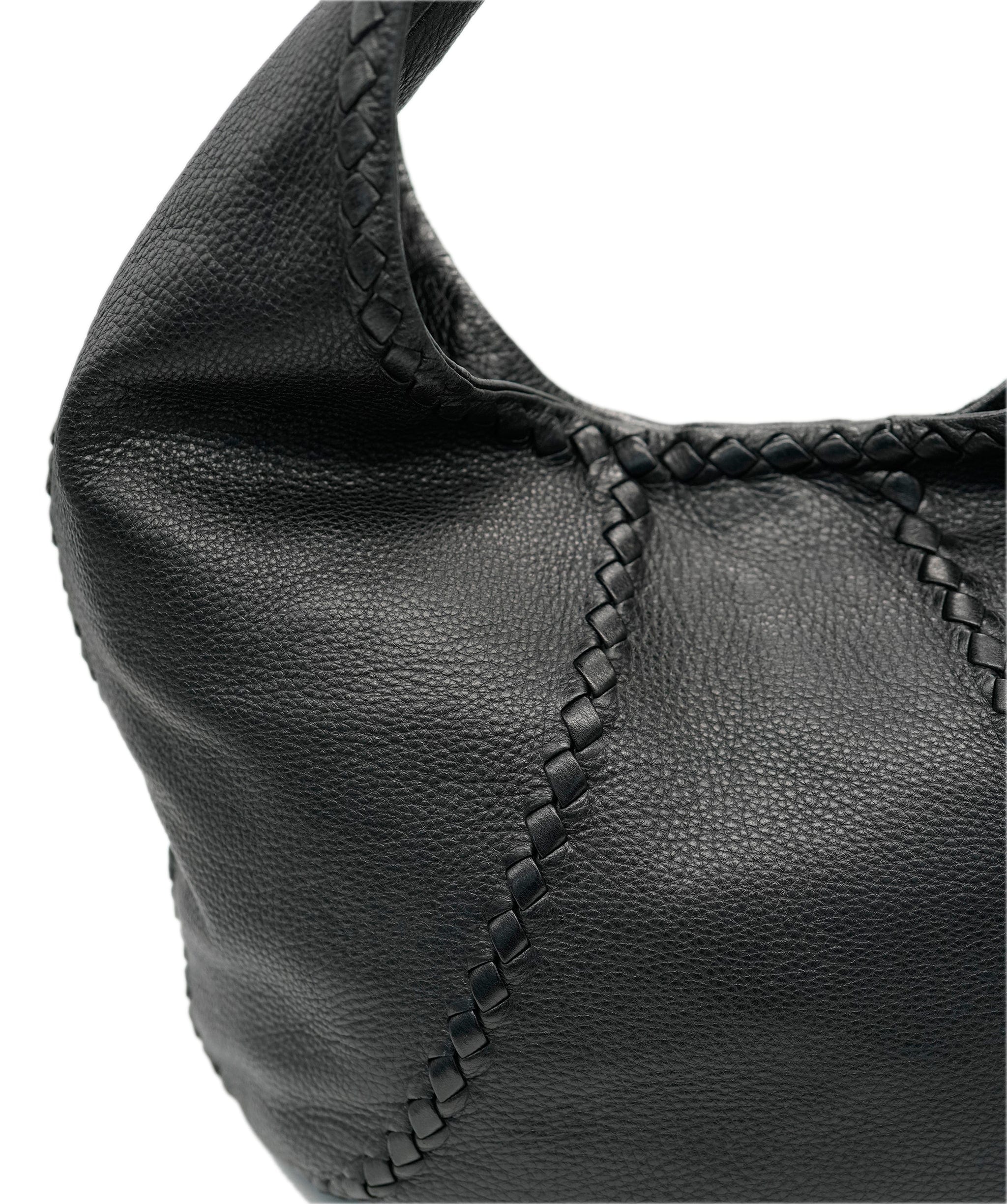 Bottega Veneta BOTTEGA VENETA INTRECCIATO Hobo Shoulder Bag Leather Black 212741 Auth am5896 DBXS1677