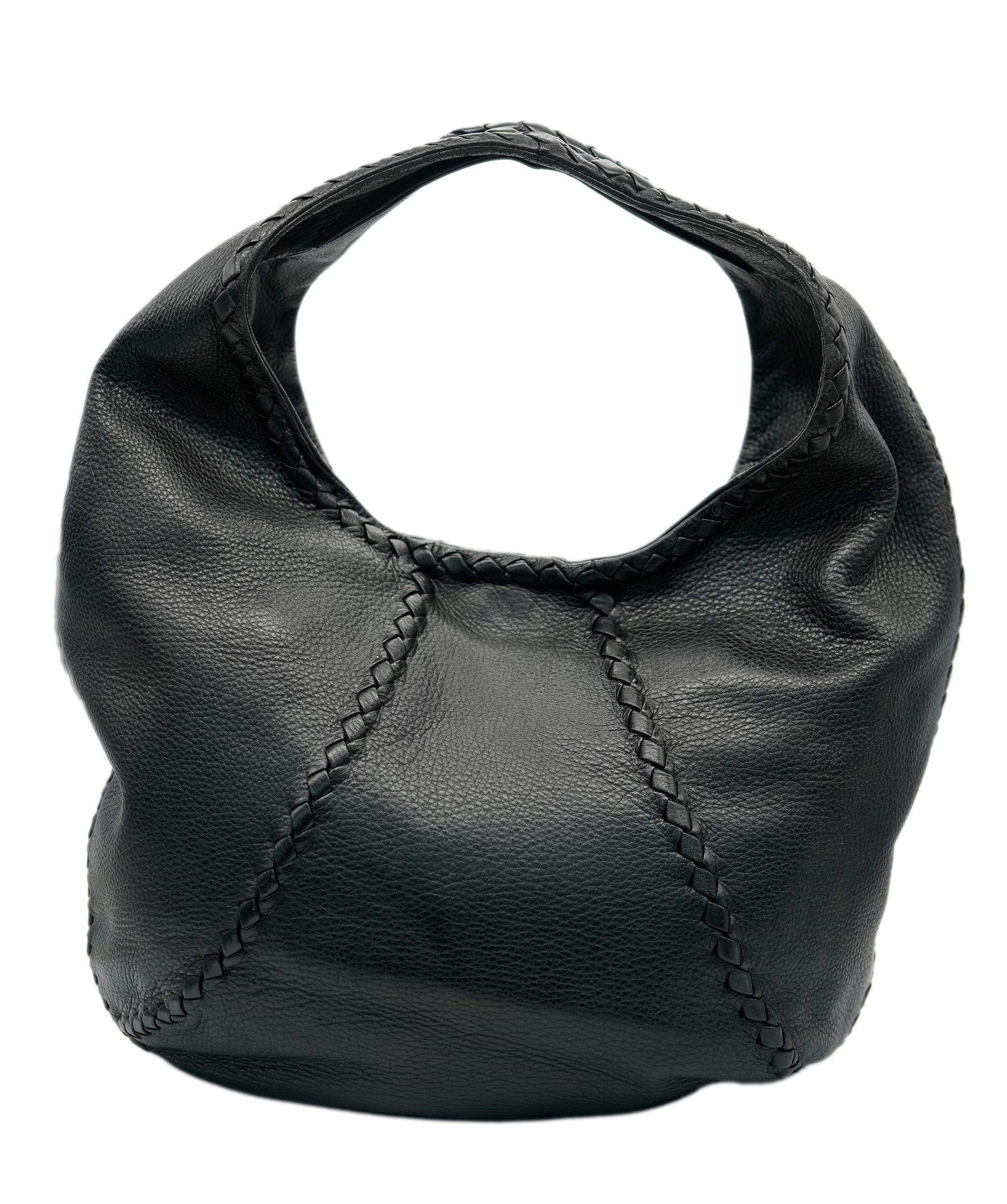 Bottega Veneta BOTTEGA VENETA INTRECCIATO Hobo Shoulder Bag Leather Black 212741 Auth am5896 DBXS1677