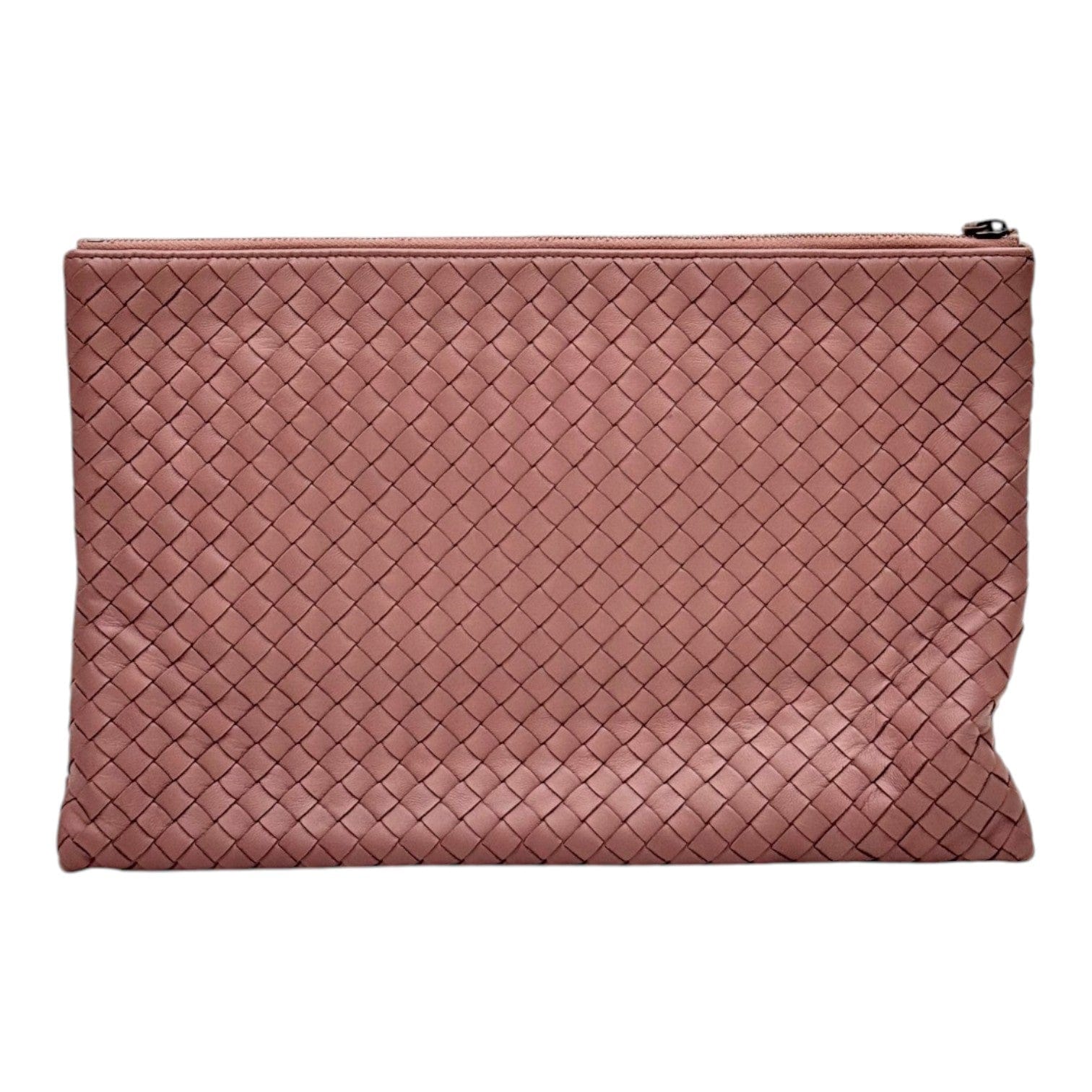 Bottega Venetta Bottega Veneta Intrecciato Clutch in Dusty Rose Lambskin