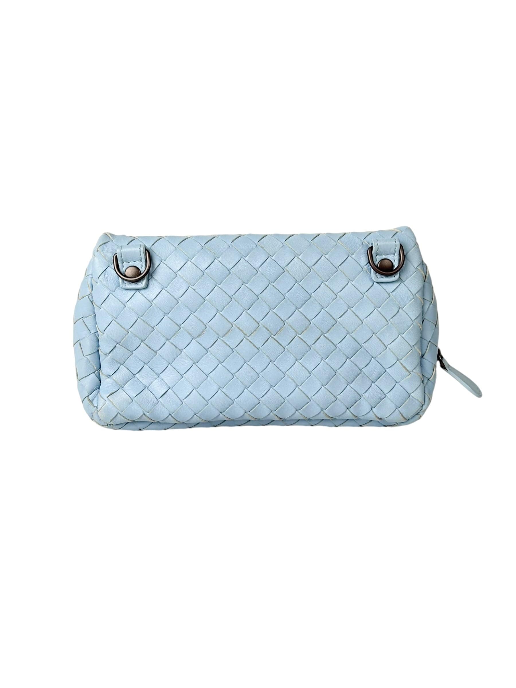 Bottega Venetta Bottega Veneta Light Blue Intrecciato Crossbody Bag