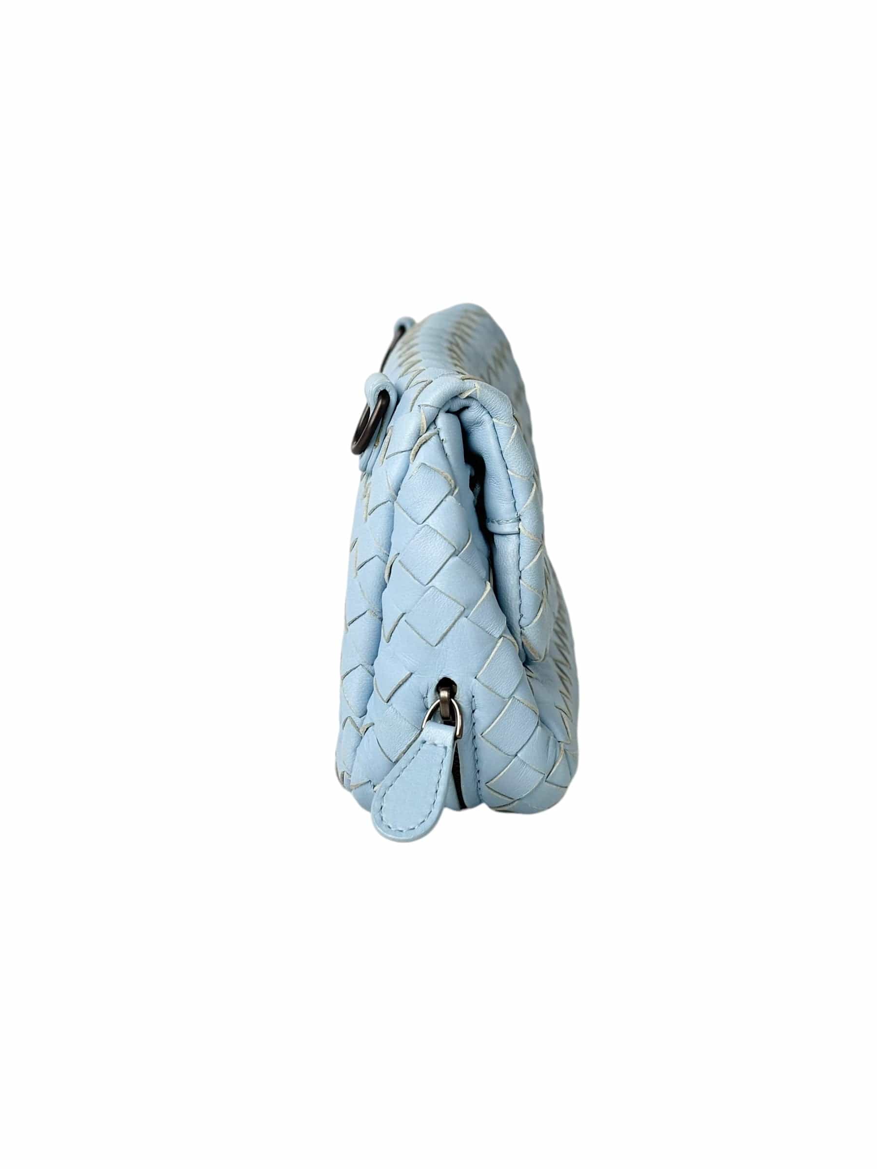 Bottega Venetta Bottega Veneta Light Blue Intrecciato Crossbody Bag