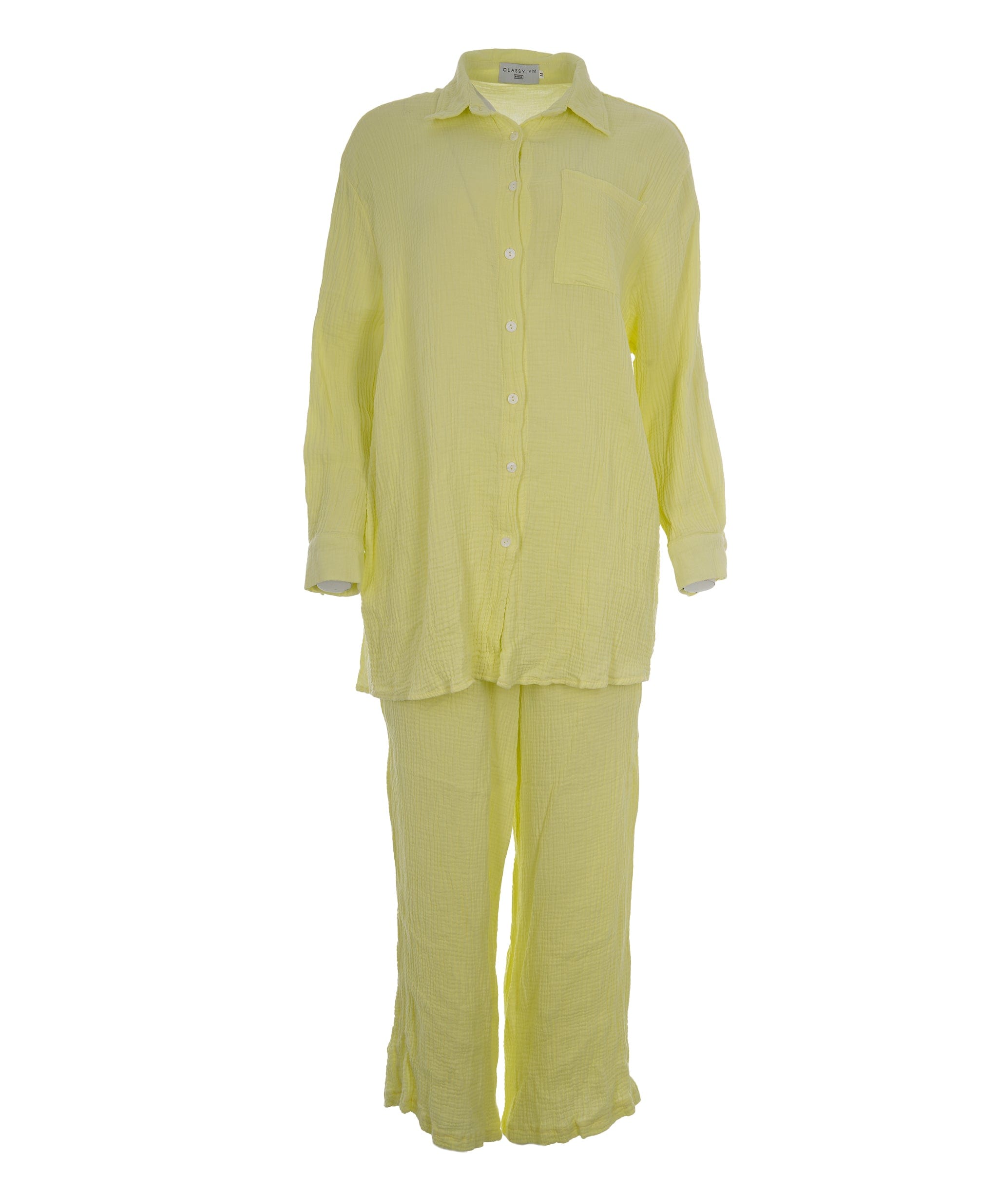 Brand Name Linen Green Neon Suit (Top+Trousers) AVC2022