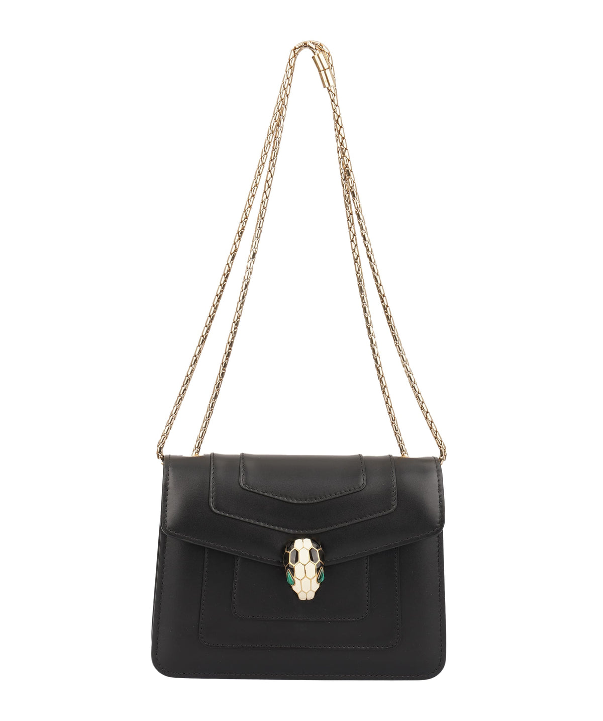 Bulgari Bvlgari Black Smooth Calfskin Serpenti Forever Shoulder Bag ASC7359