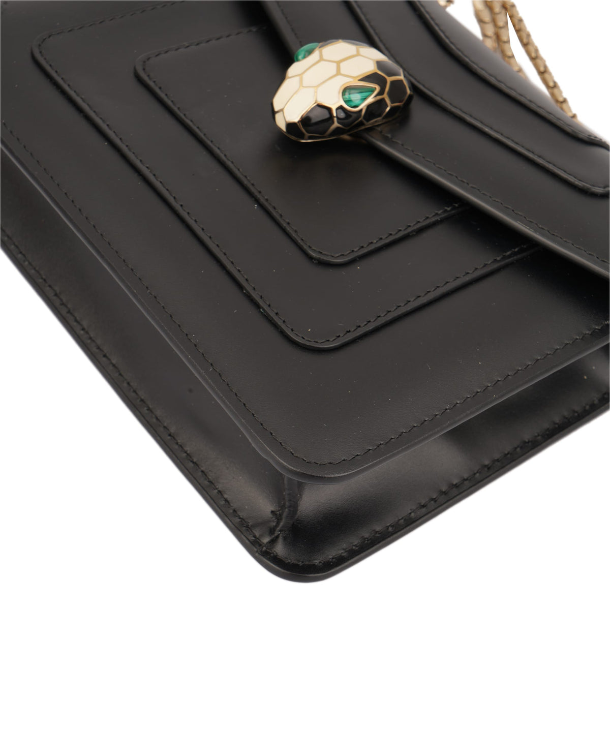Bulgari Bvlgari Black Smooth Calfskin Serpenti Forever Shoulder Bag ASC7359