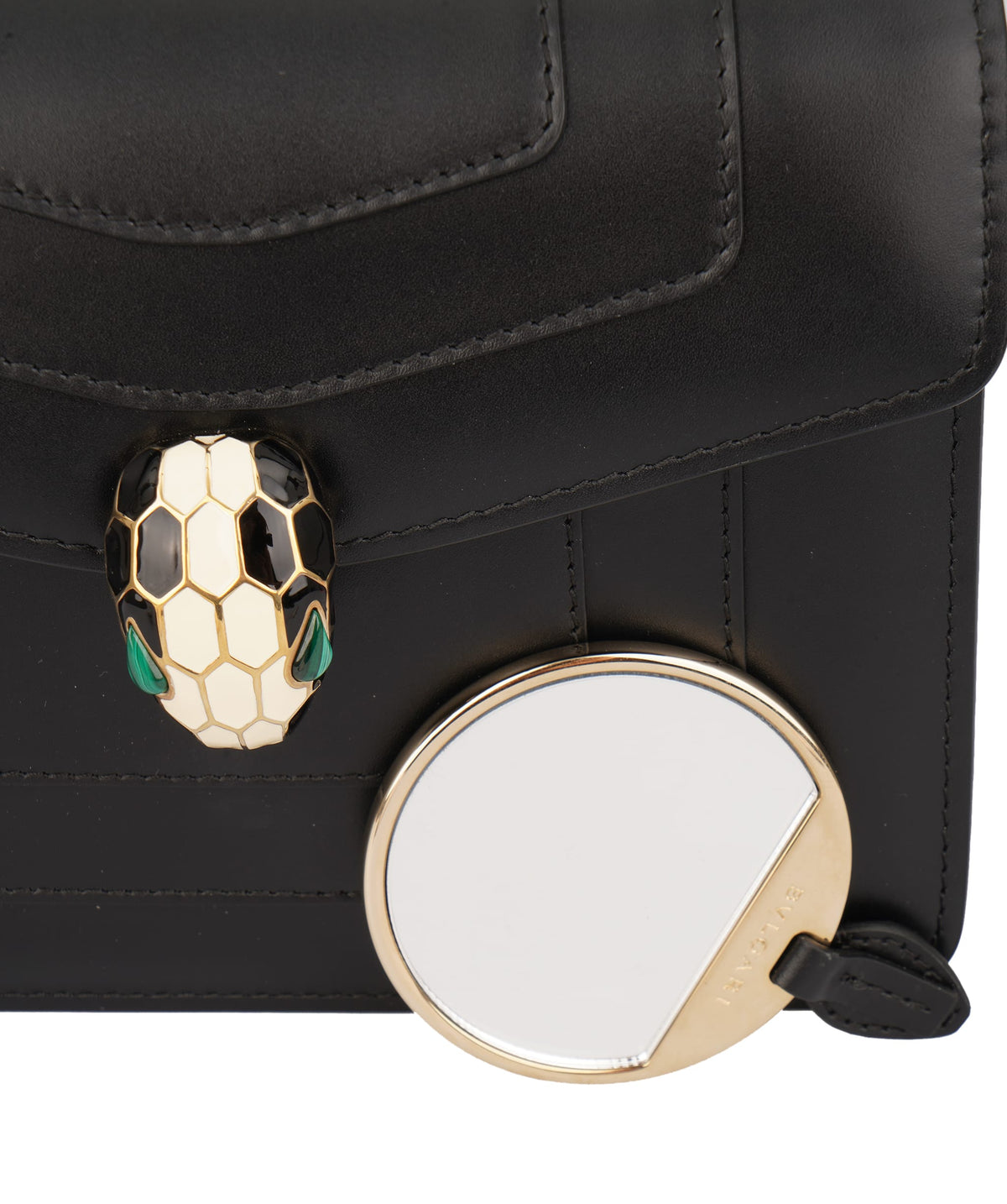 Bulgari Bvlgari Black Smooth Calfskin Serpenti Forever Shoulder Bag ASC7359