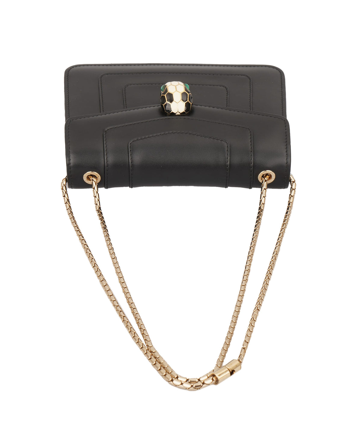 Bulgari Bvlgari Black Smooth Calfskin Serpenti Forever Shoulder Bag ASC7359