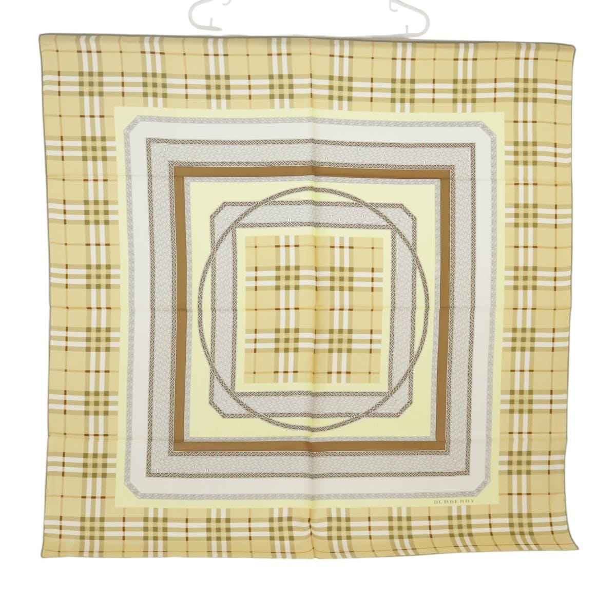 Burberry BURBERRY Scarf Silk Beige Auth 101193