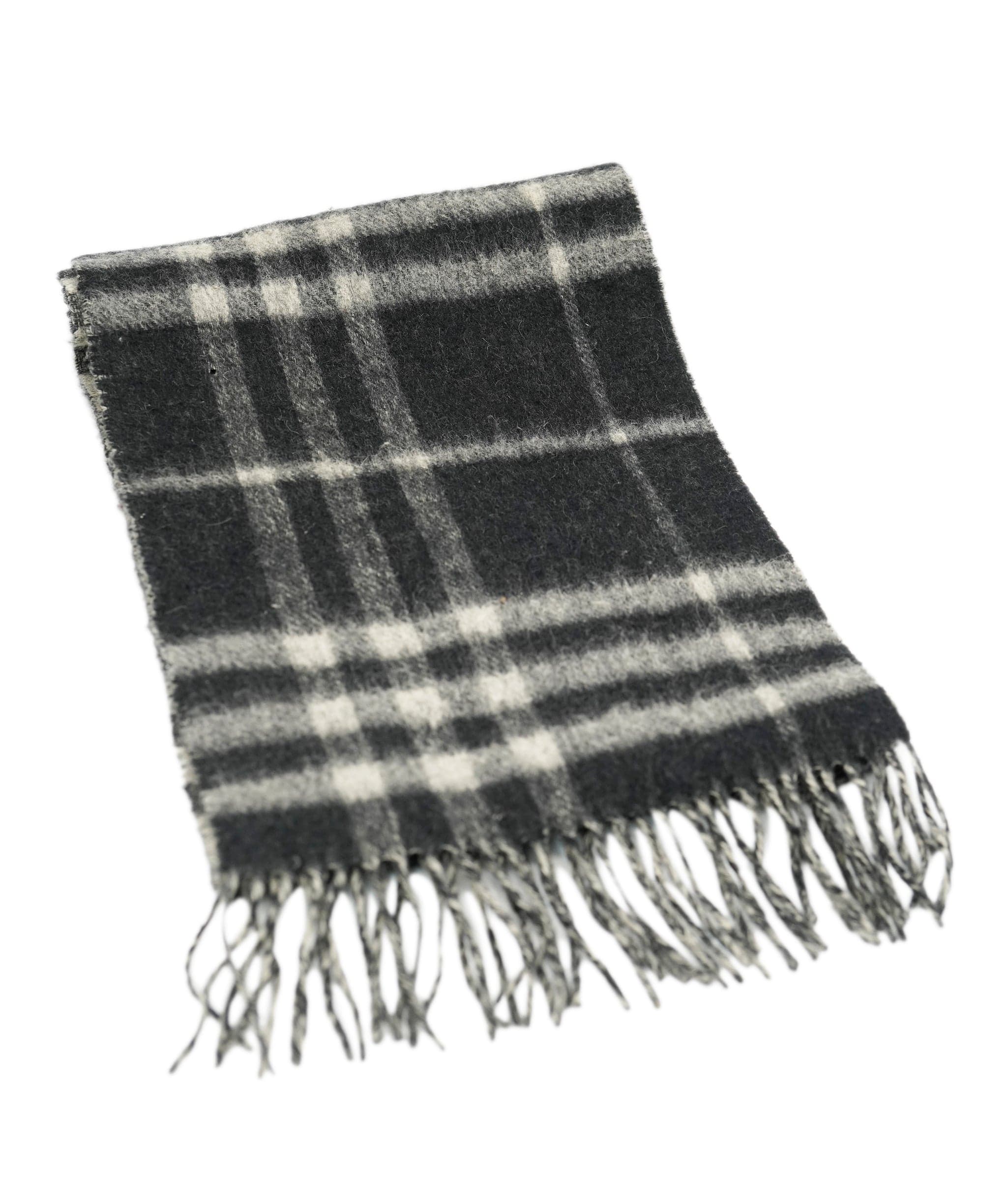 Burberry Burberry Vintage Black & Beige Wool Check Scarf ABC1039