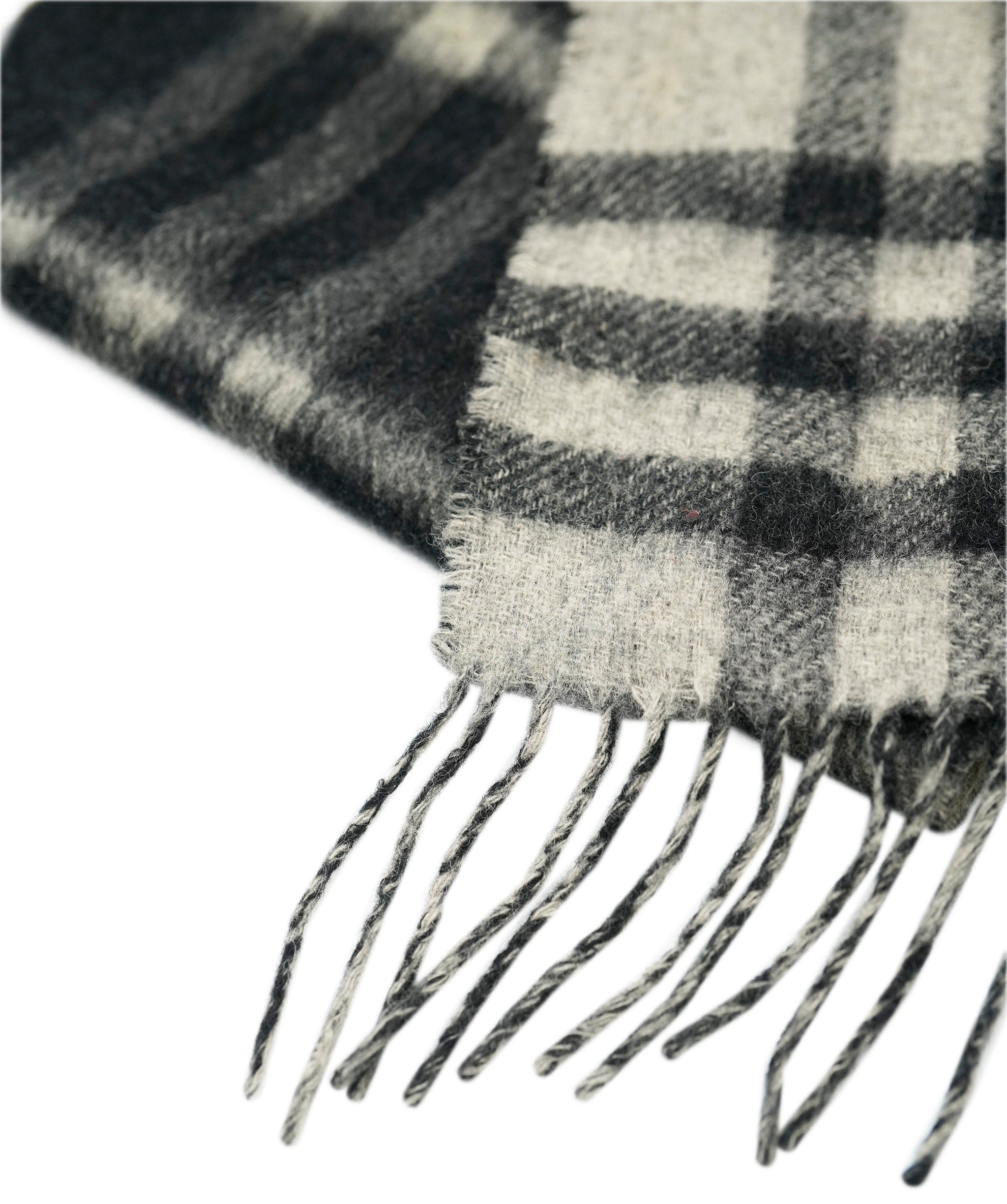 Burberry Burberry Vintage Black & Beige Wool Check Scarf ABC1039