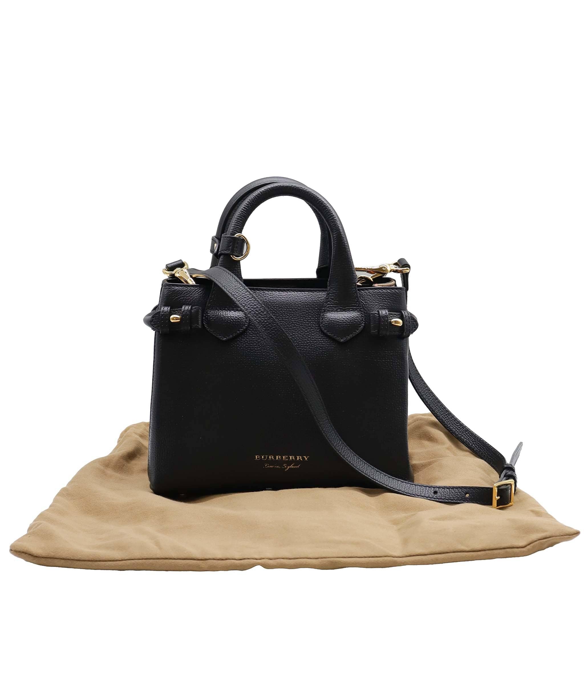 Burberry Burberry Black Leather Tote Bag GHW AGC3022