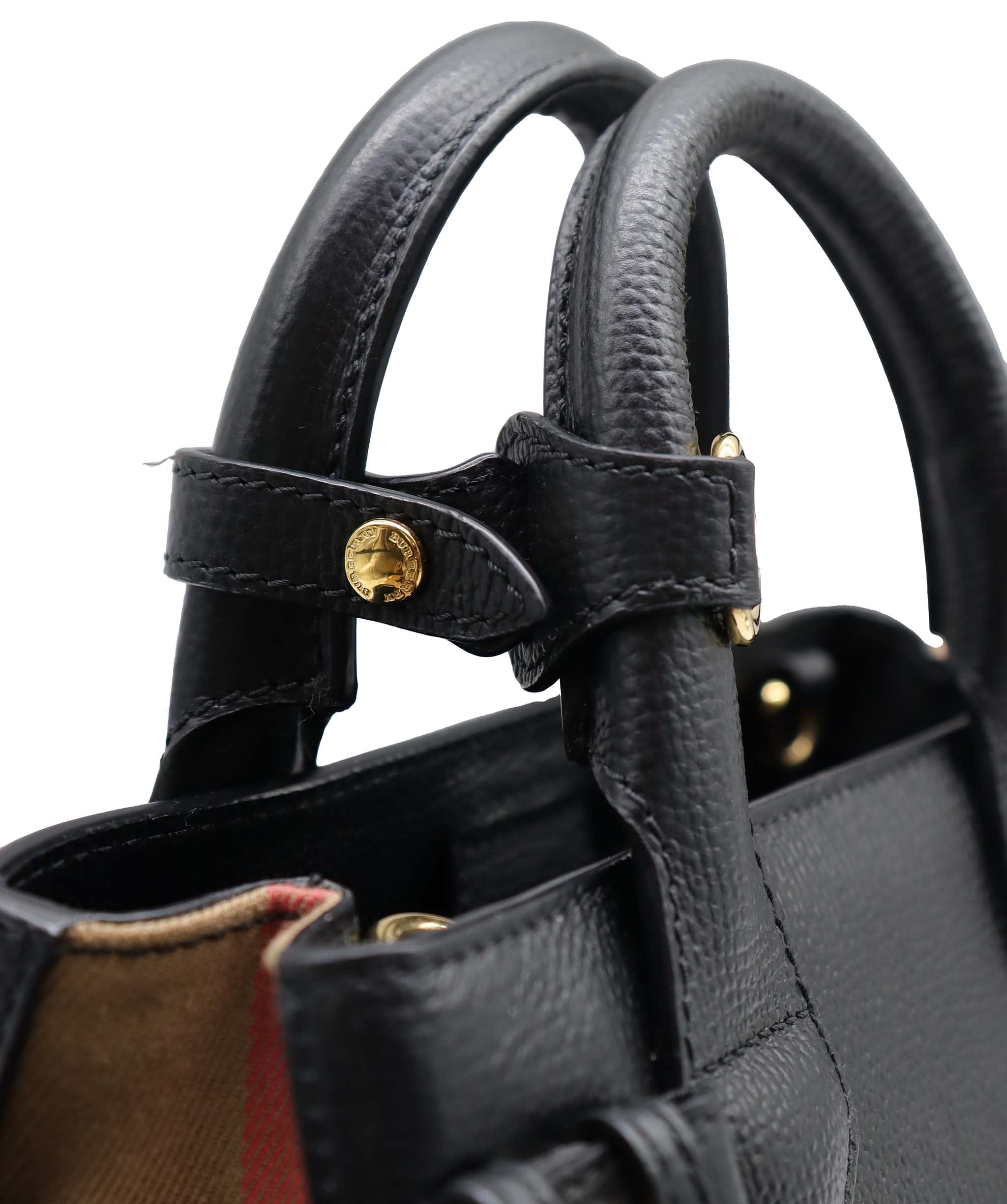 Burberry Burberry Black Leather Tote Bag GHW AGC3022