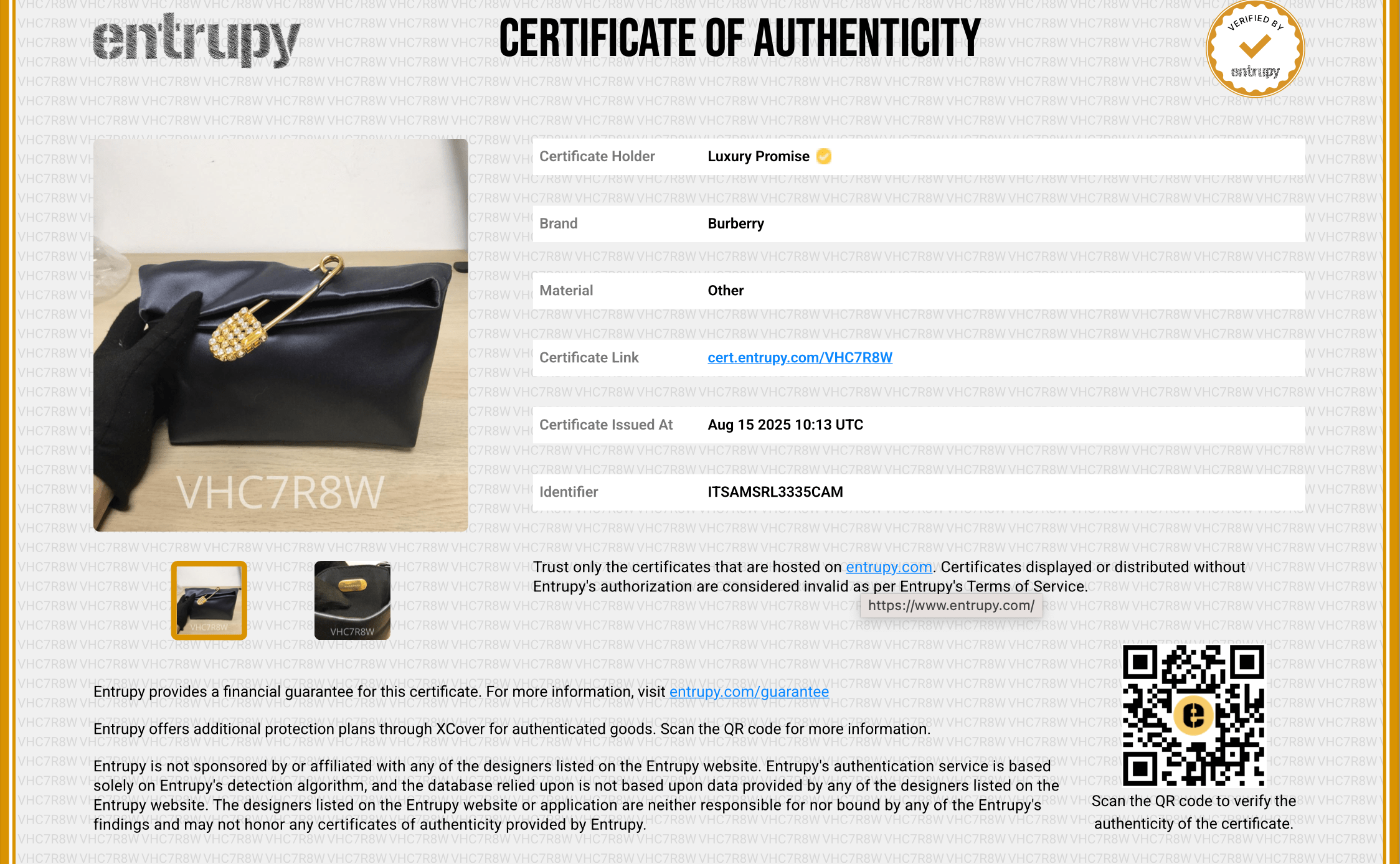 Burberry Burberry Grey Satin Diamonte Pin Clutch ALC0983