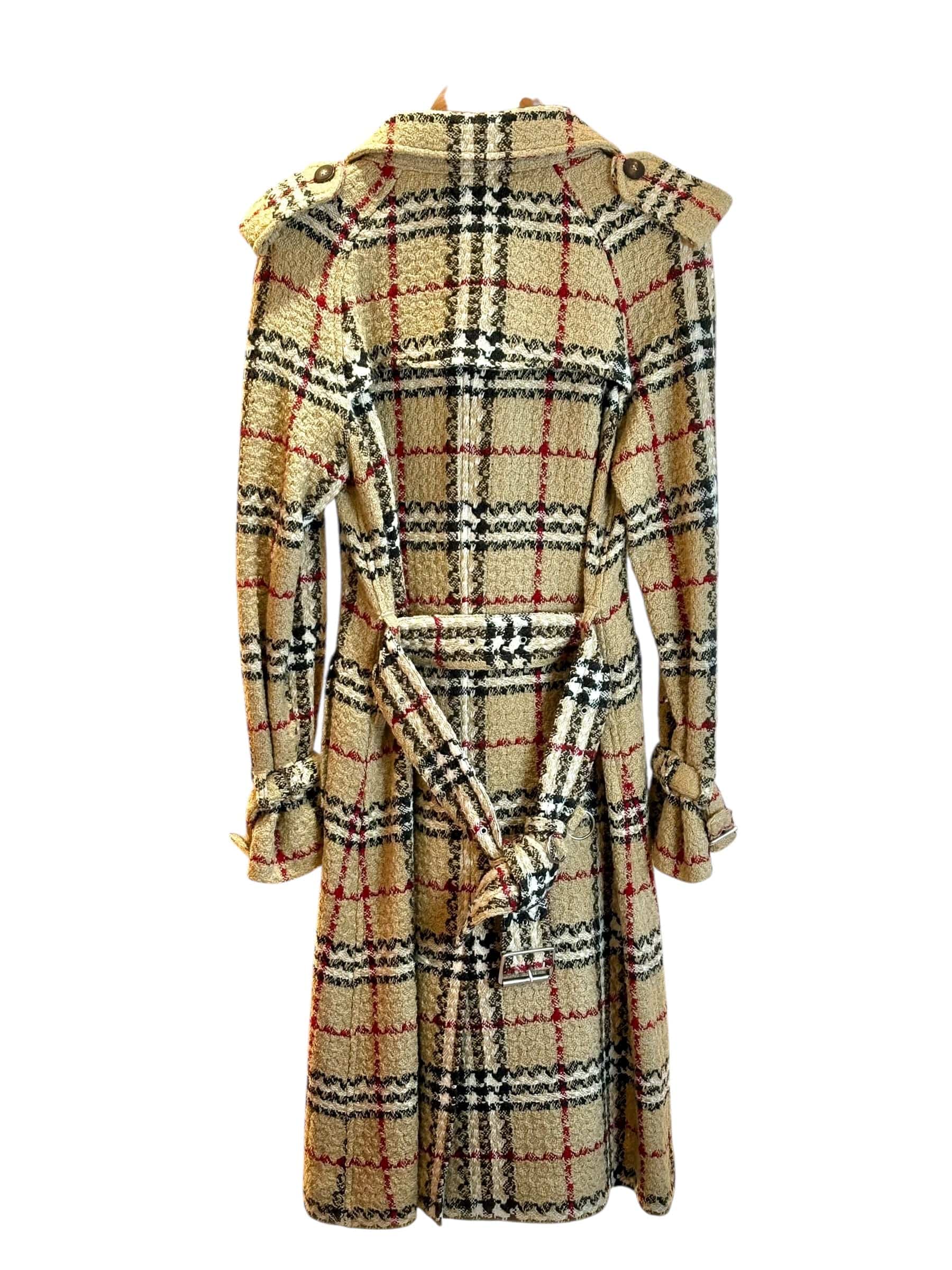 Burberry Burberry Trench Coat Check Tweed Wool Size 10#