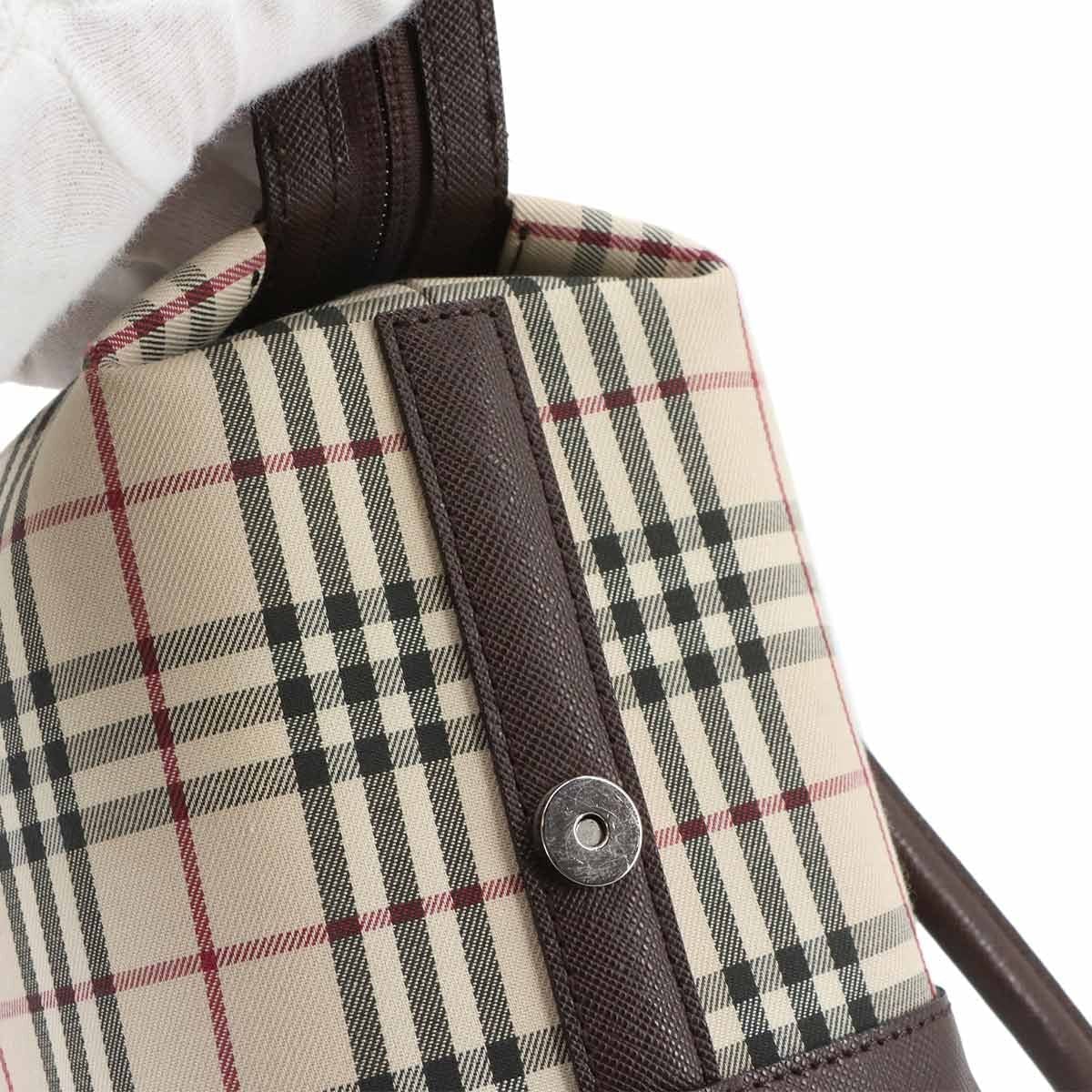 BURBERRY BURBERRY Plaid Hand Bag Canvas Leather Beige Brown Purse 90301064